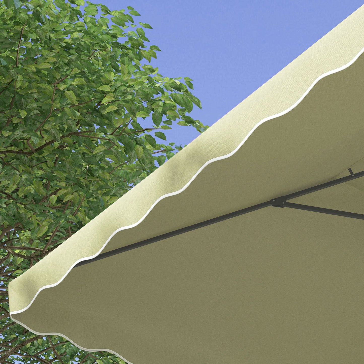 2.5m Cantilever Parasol with Easy Lever, Square Double Top Garden Parasol Umbrella with Ruffles and Cross Base, Overhanging Outdoor Sun Shades, Beige