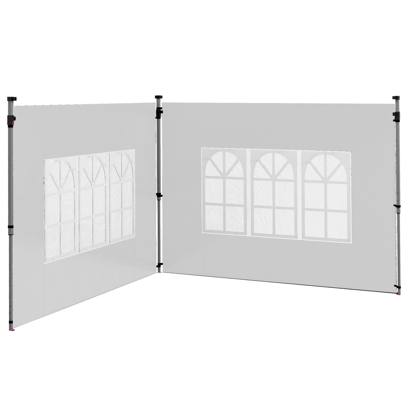 Gazebo Side Panels with Window for 3x3(m) or 3x4m Pop Up Gazebo, 2 Pack Sides Replacement, White