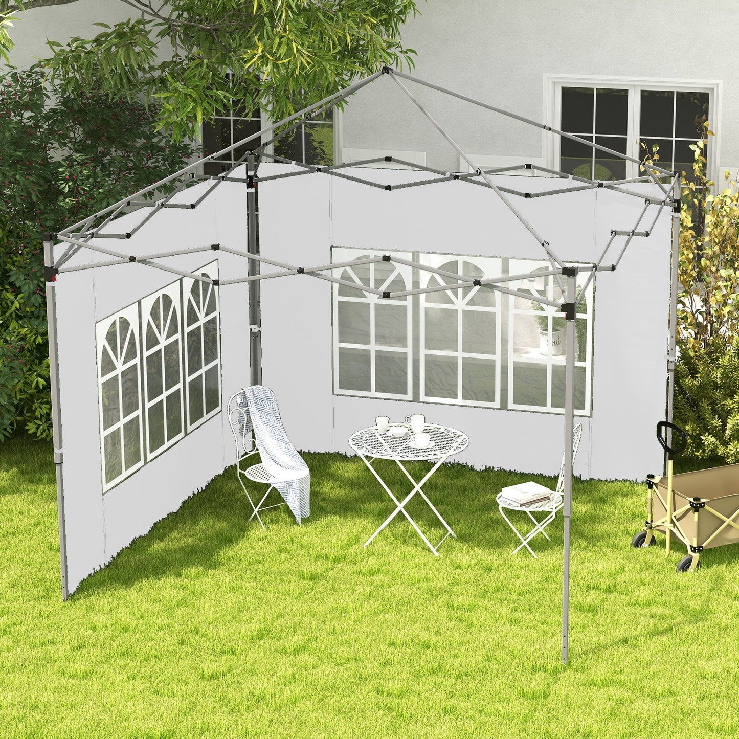 Gazebo Side Panels with Window for 3x3(m) or 3x4m Pop Up Gazebo, 2 Pack Sides Replacement, White