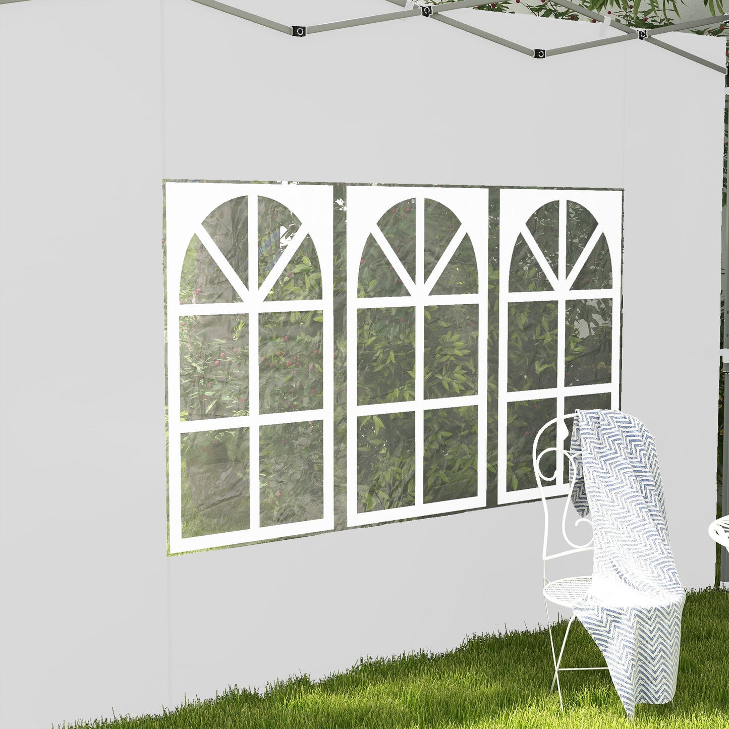 Gazebo Side Panels with Window for 3x3(m) or 3x4m Pop Up Gazebo, 2 Pack Sides Replacement, White