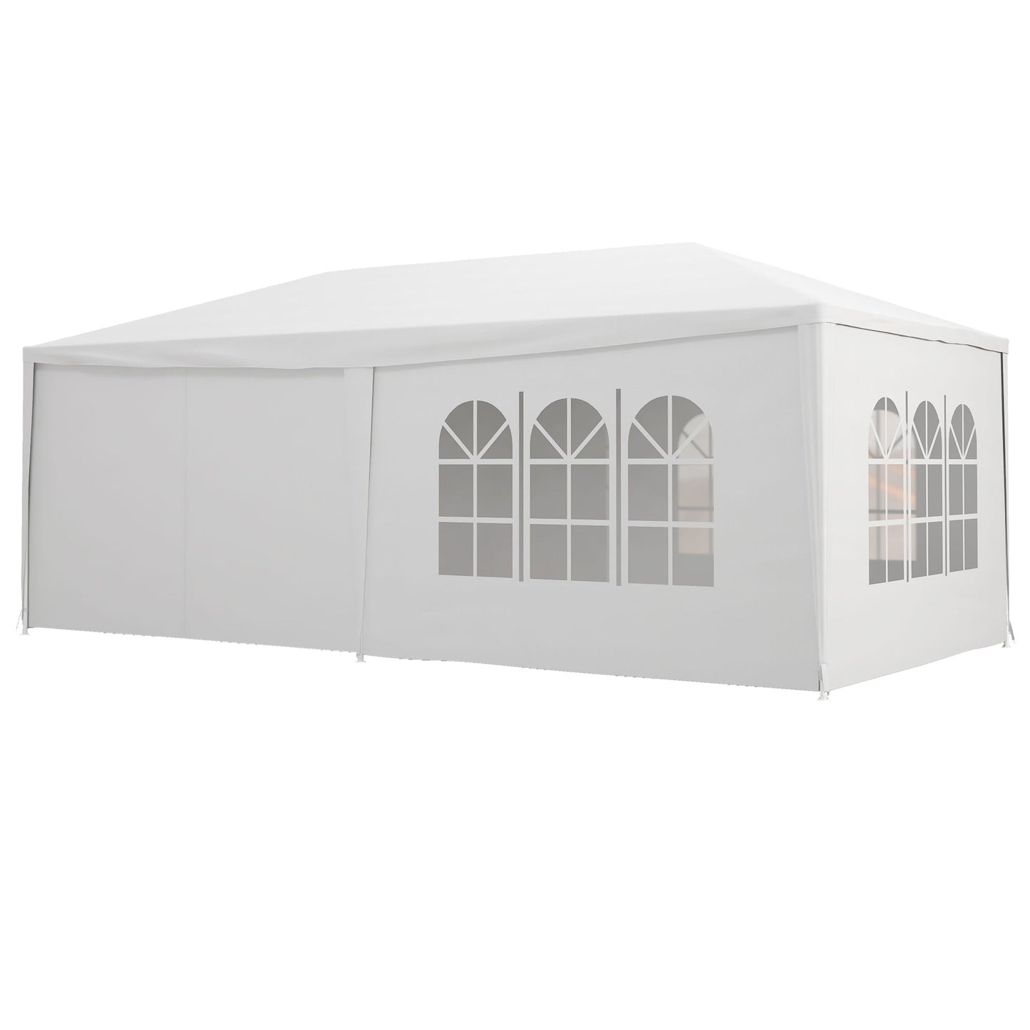 6 x 3(m) Gazebo Canopy Party Tent with 6 Removable Side Walls for Outdoor Event with Windows and Doors, White