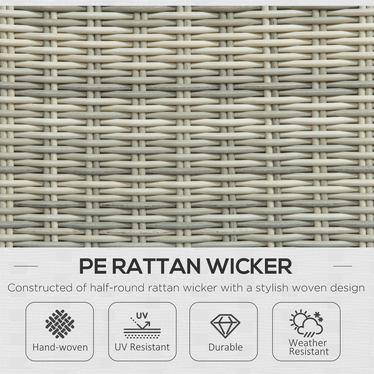 5 Pieces Rattan Bistro Set with Adjustable Back, Reclining Wicker Balcony Furniture with Cushions, Glass Top Coffee Table and Footstools, Outdoor Table and Chairs, Grey