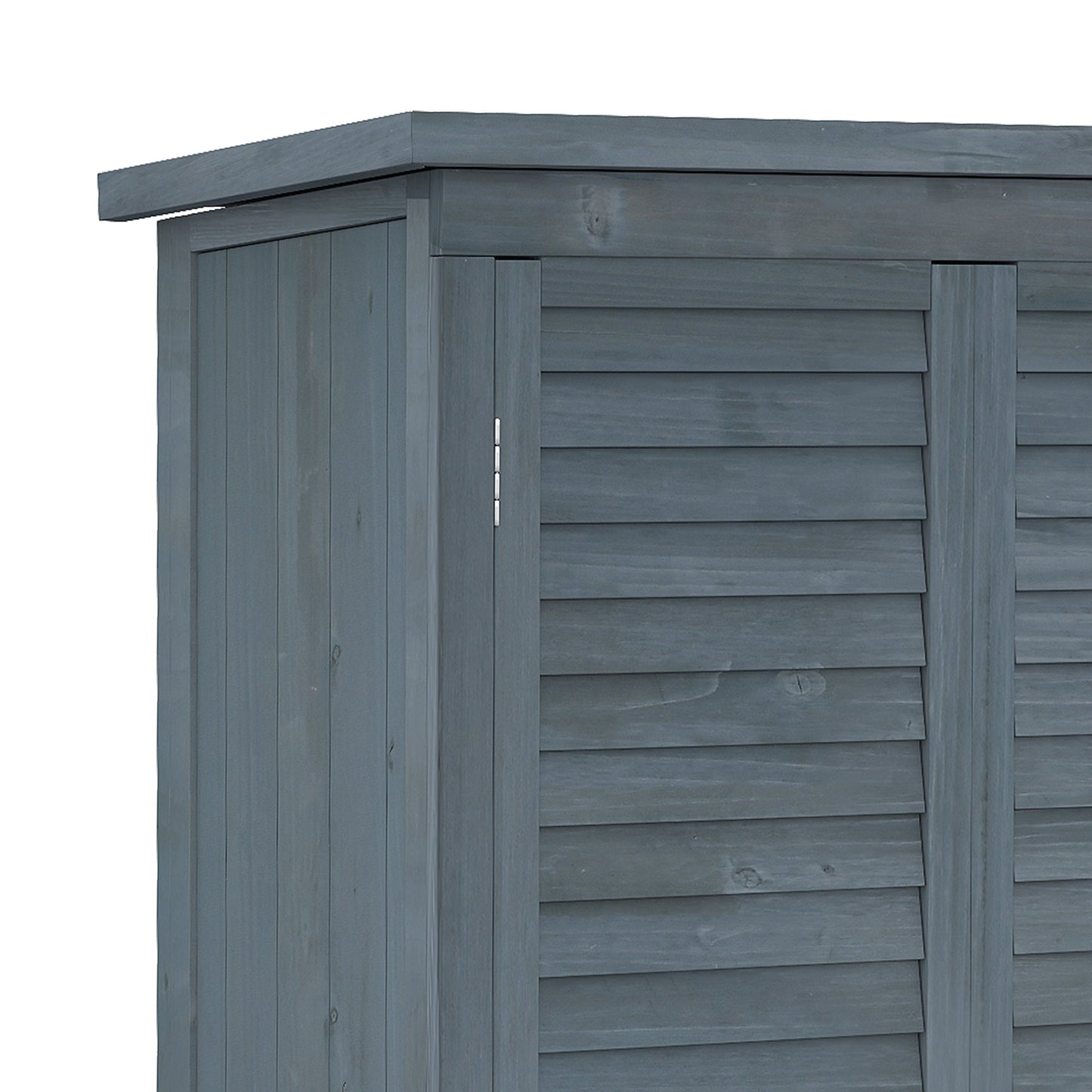 Small Shed, Wooden Garden Storage Shed, 3 Shelves Outdoor Tool Shed Cabinet with Asphalt Roof and Shutter Doors, 87cm x 47cm x 160cm, Grey