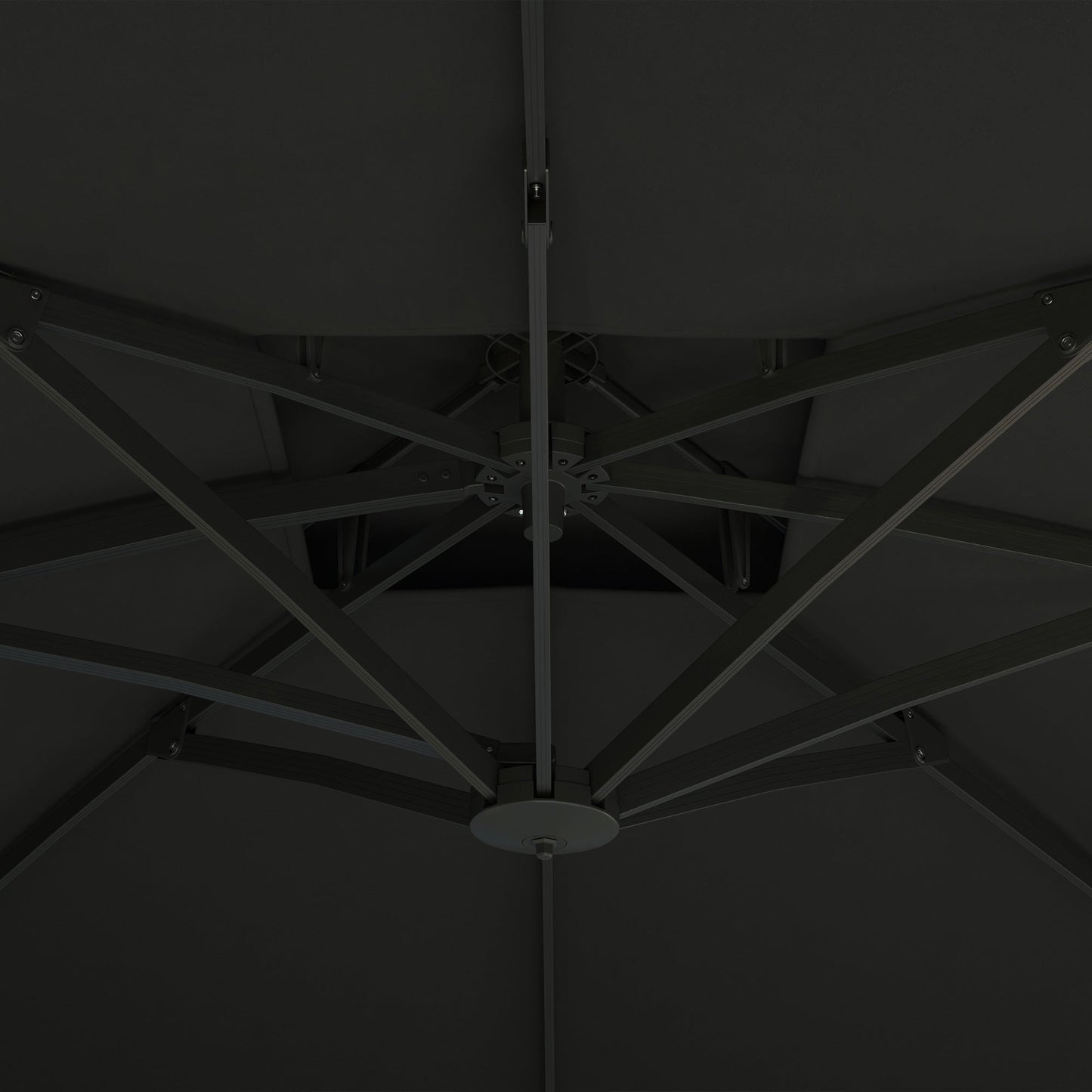 3(m) Cantilever Parasol with Hydraulic Opening, Heavy Duty Aluminium Hanging Garden Parasol, Double Top Square Patio Umbrella with 360° Rotation, 8 Ribs, Cross Base, Grey