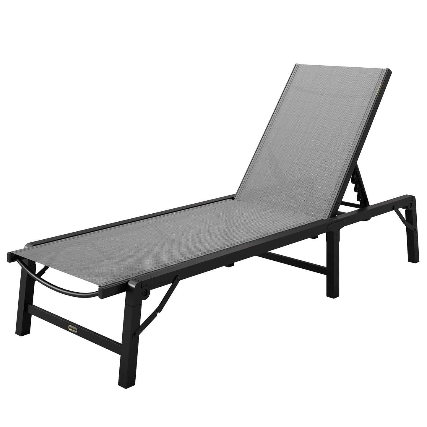 Folding Sun Lounger, 5-Position Adjustable Garden Chaise Lounge Sunbed, Steel Frame Reclining Chair for Beach, Porch, Patio, Camping, Light Grey