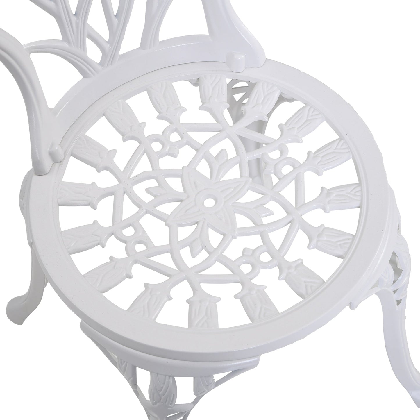 3 Piece Patio Bistro Set for 2, Outdoor Aluminium Garden Table and Chairs with Umbrella Hole for Balcony, White