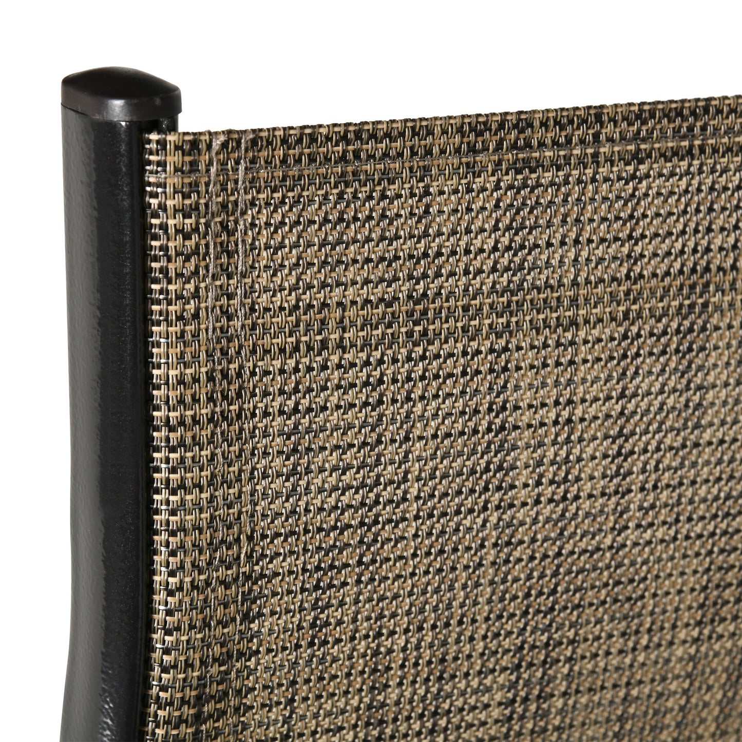 4 Pieces Garden Chairs, Stackable Outdoor Chairs with High Backrest and Armrest, Breathable Mesh Fabric Dining Chair Set of 4, Mixed Brown