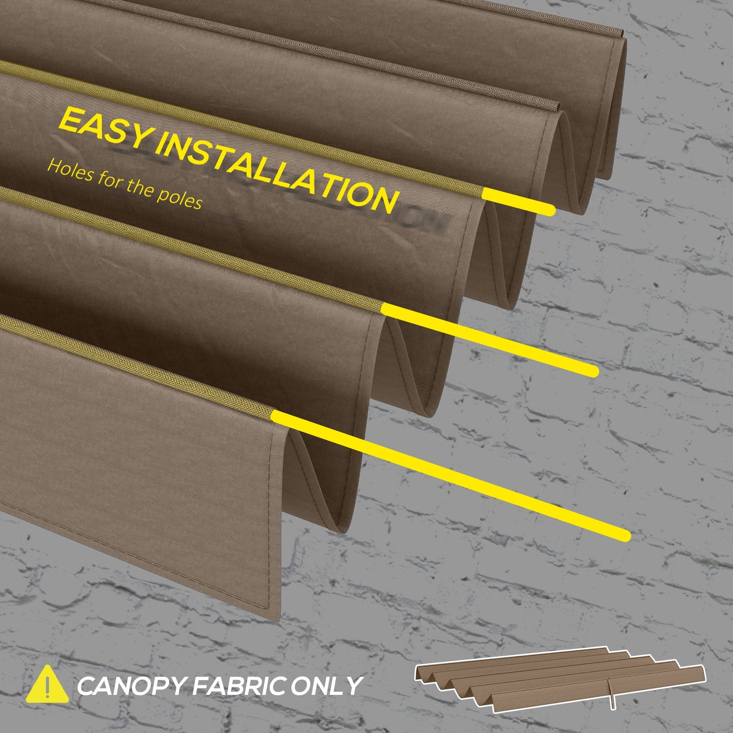 Retractable Pergola Roof, Sun Shade Cover, UV30+ Protected Replacement Canopy Fabric for 3 x 2m Pergola Frame, Coffee