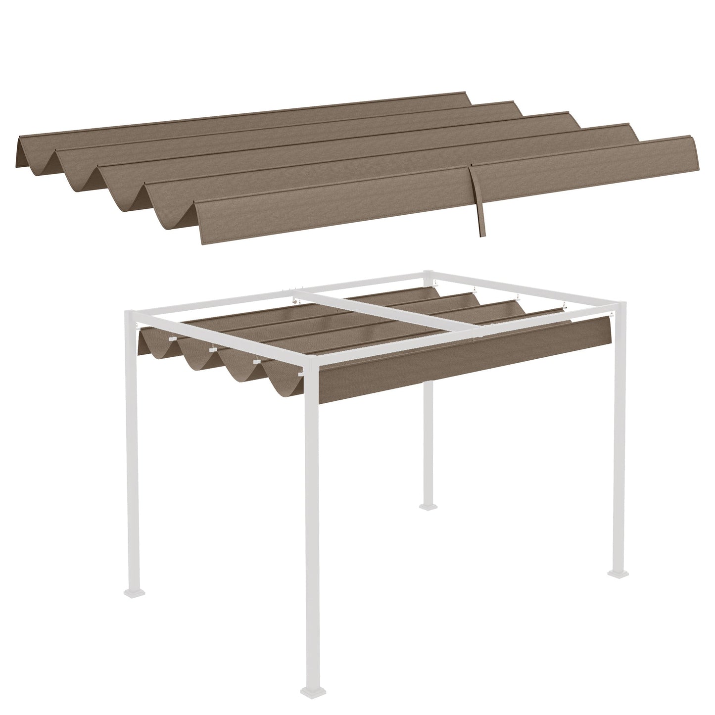 Retractable Pergola Roof, Sun Shade Cover, UV30+ Protected Replacement Canopy Fabric for 2.85 x 2m Pergola Frame, Coffee