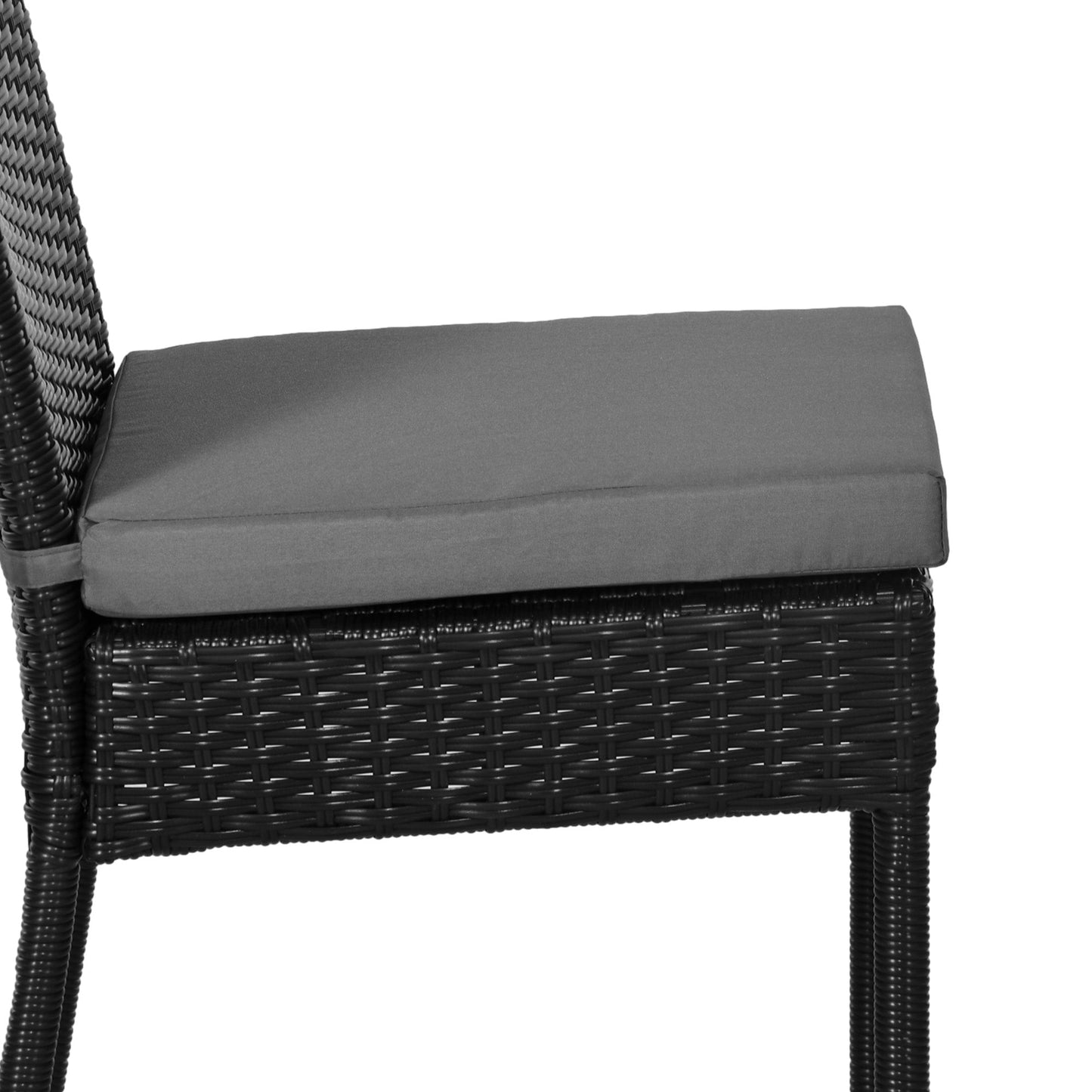 2 Pieces PE Rattan Garden Chairs with Cushion, Patio Wicker Dining Chairs with Backrest for Patio, Deck, Garden, Black