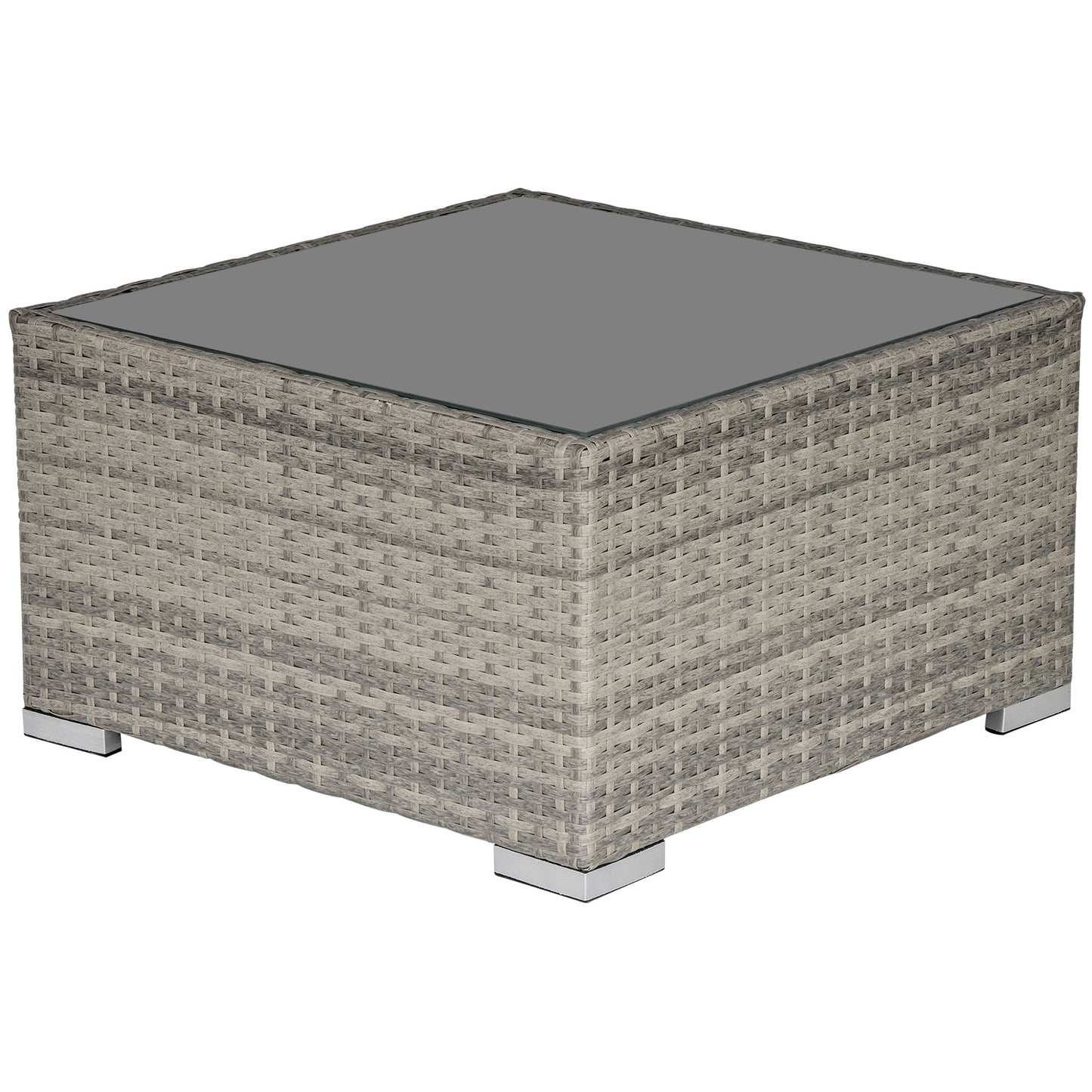 Patio Rattan Coffee Table Ready to Use Outdoor Furniture Suitable for Garden Backyard, Grey