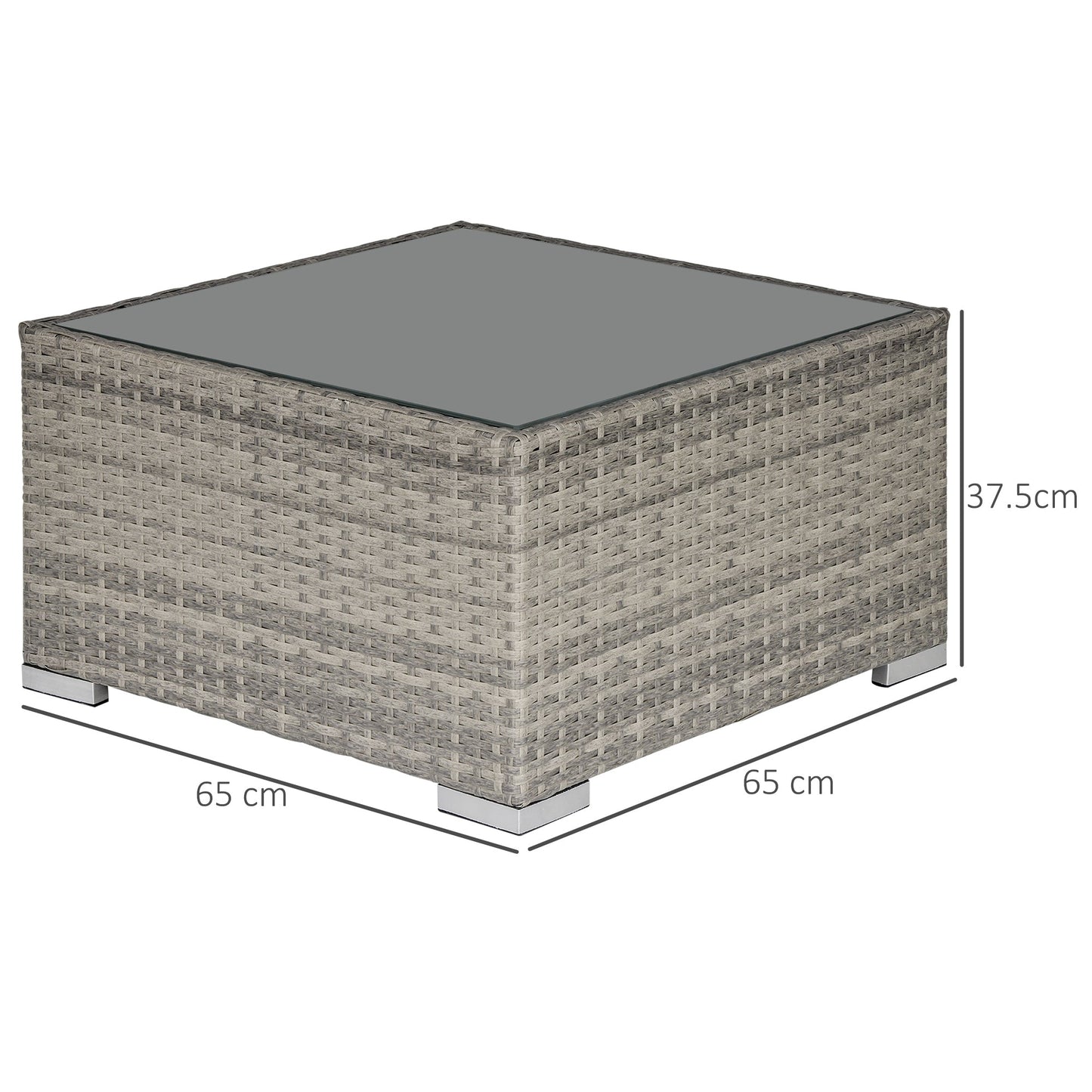 Patio Rattan Coffee Table Ready to Use Outdoor Furniture Suitable for Garden Backyard, Grey
