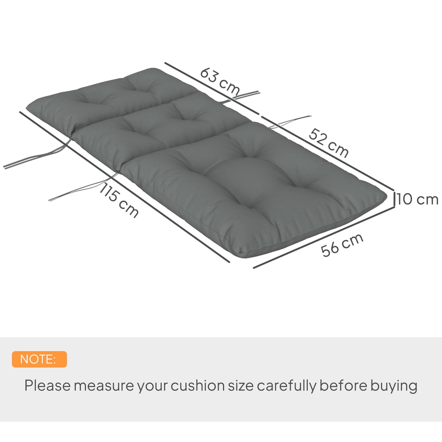 Tufted Adirondack Chair Cushion, Thick Garden Seat Cushion Pad with Backrest, Rocking Chair Cushion with Ties for Outdoor and Indoor Use, Light Grey