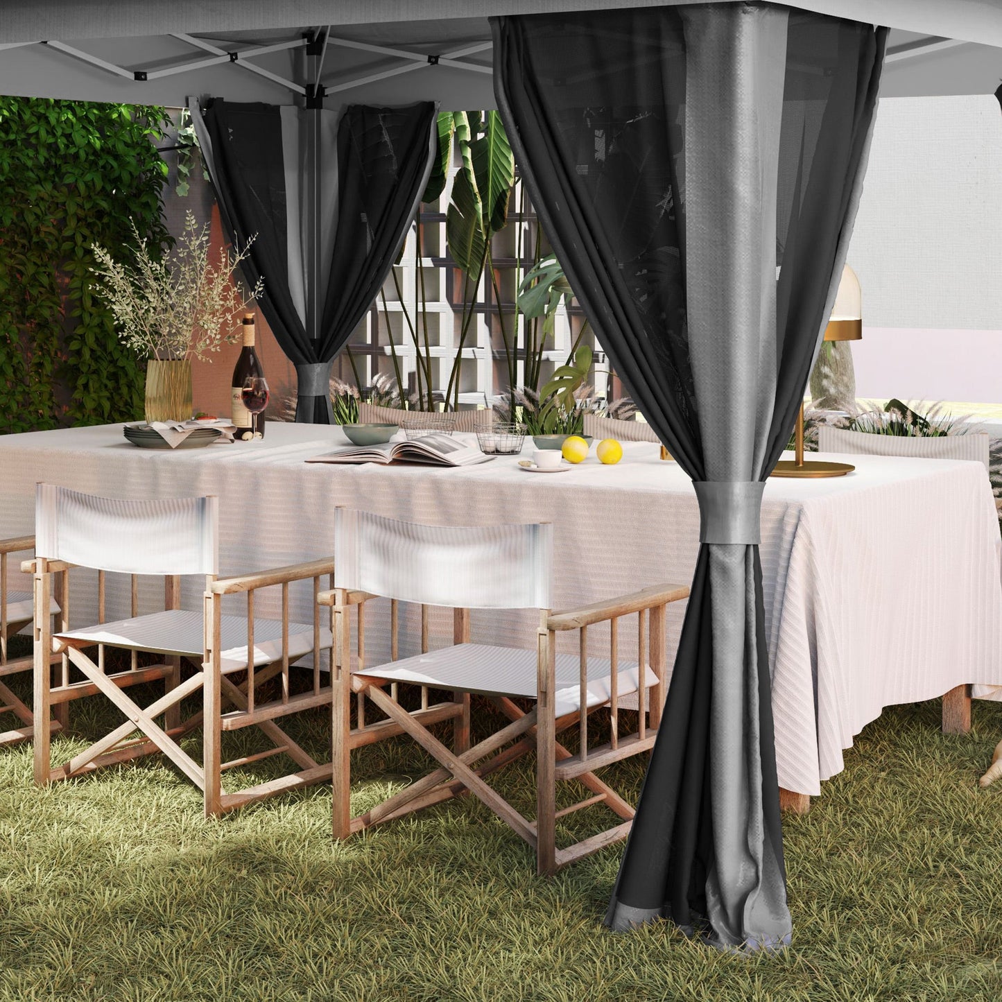 3.6 x 3.6m Pop Up Gazebo with Mesh Sides, UPF50+ Height Adjustable Party Tent Instant Event Shelter with Wheeled Carry Bag and Sand Bags for Garden, Patio, Dark Grey