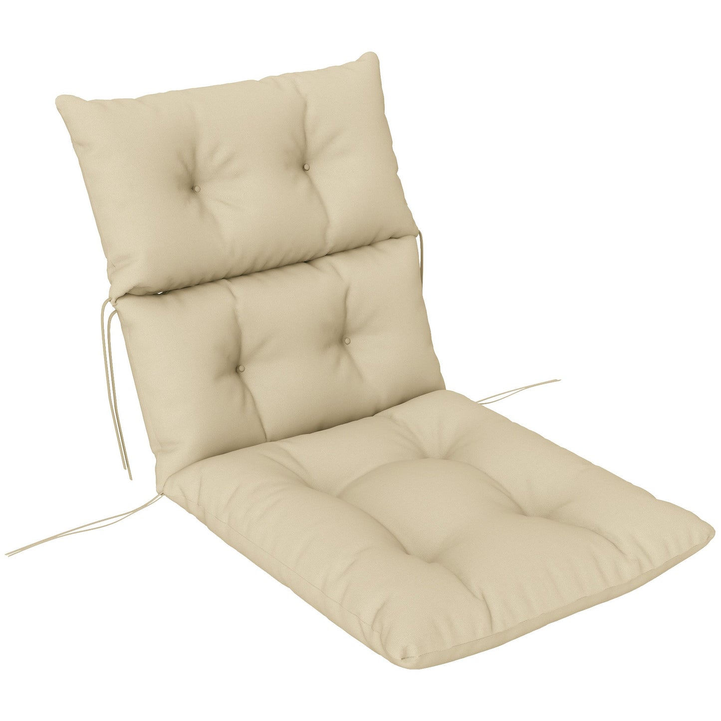Tufted Adirondack Chair Cushion, Thick Garden Seat Cushion Pad with Backrest, Rocking Chair Cushion with Ties for Outdoor and Indoor Use, Beige