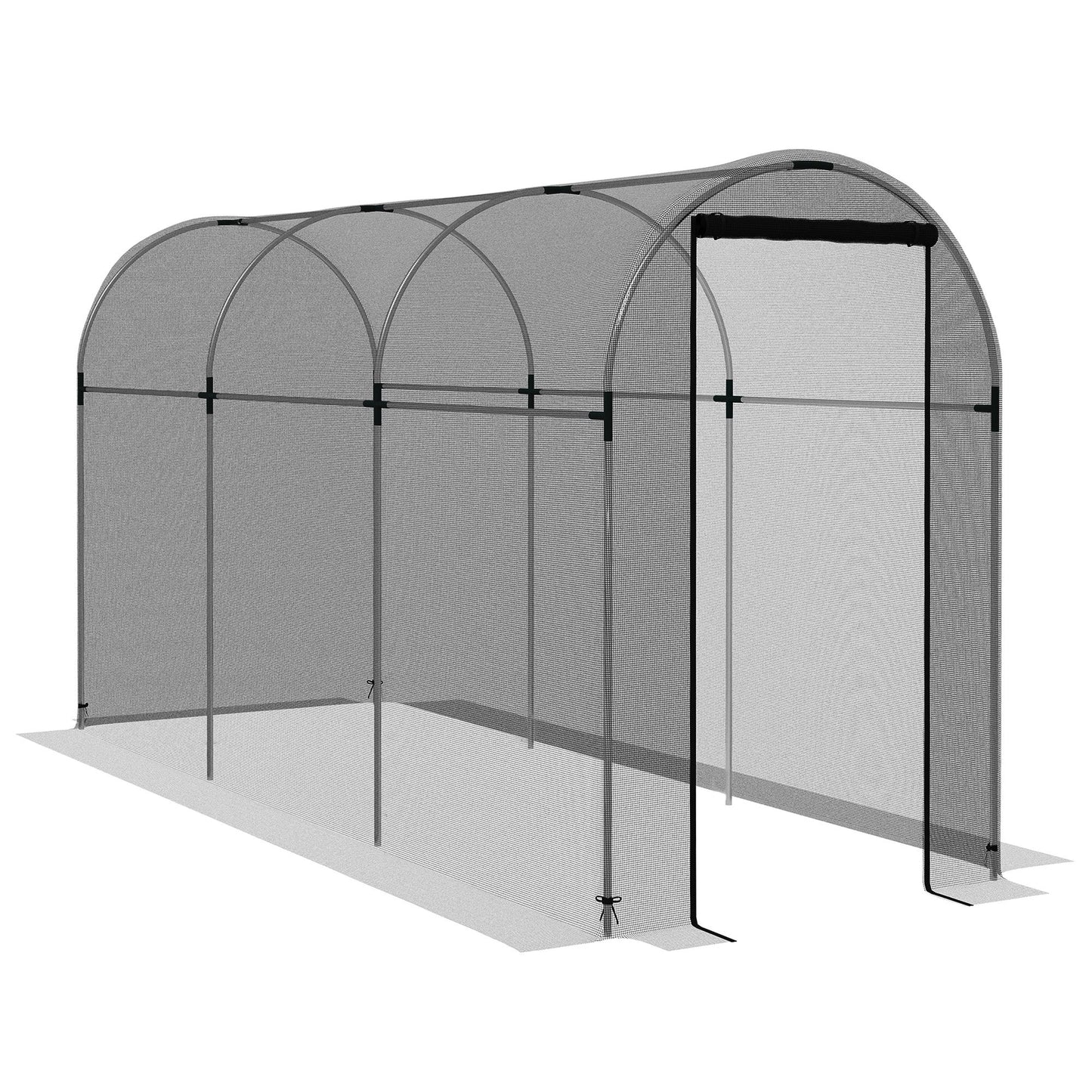 Fruit Cage Bird Netting, Heavy Duty Fruit and Vegetable Protection Tent with Zipped Door, Anti Bird, Insects, Small Animals, 1.2 x 3.6 x 1.9m, Black