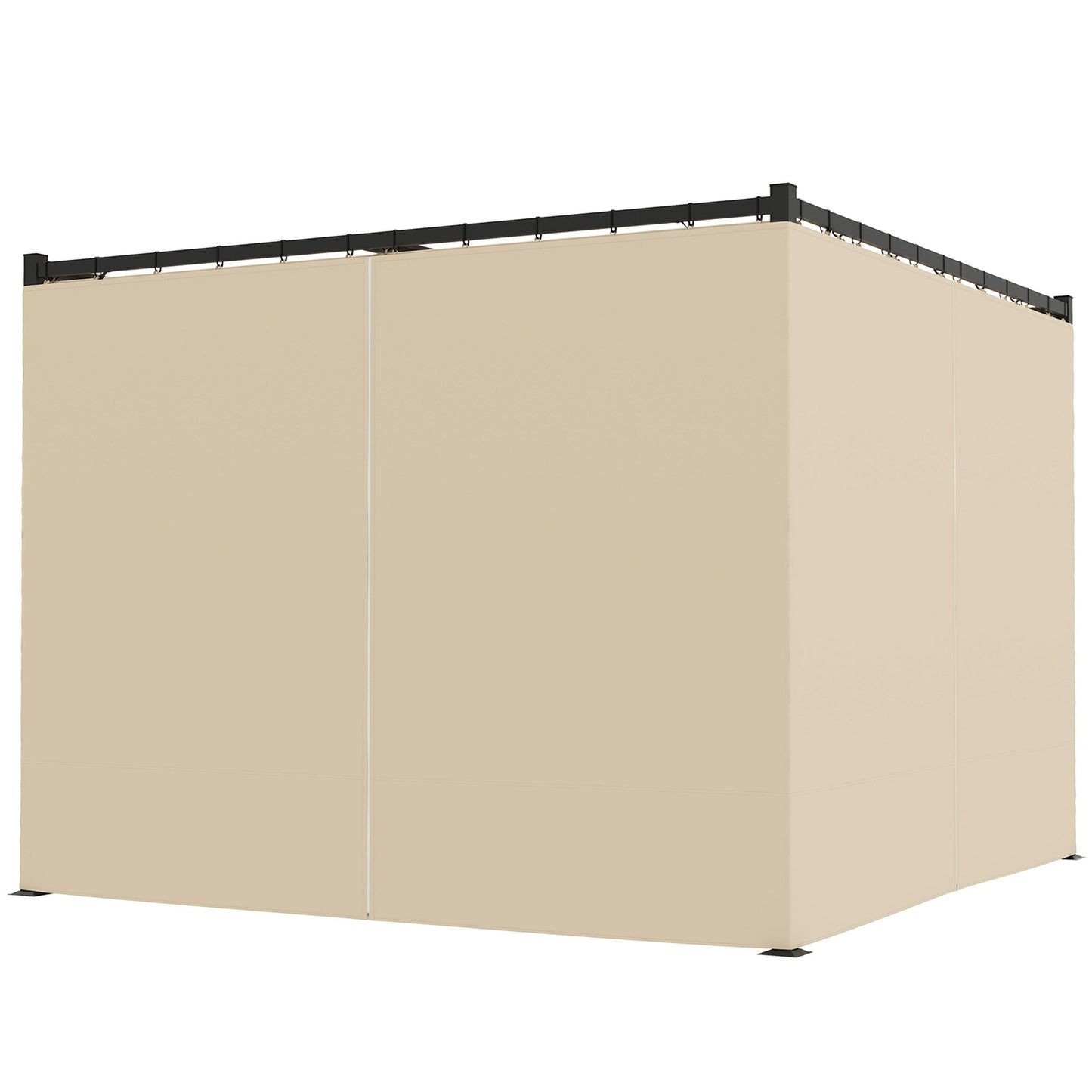 3 x 3(m) Pergola with Retractable Roof Canopy and Curtains, Metal Frame Garden Gazebo Outdoor Sun Shade Shelter for Grill, Patio, Deck, Beige