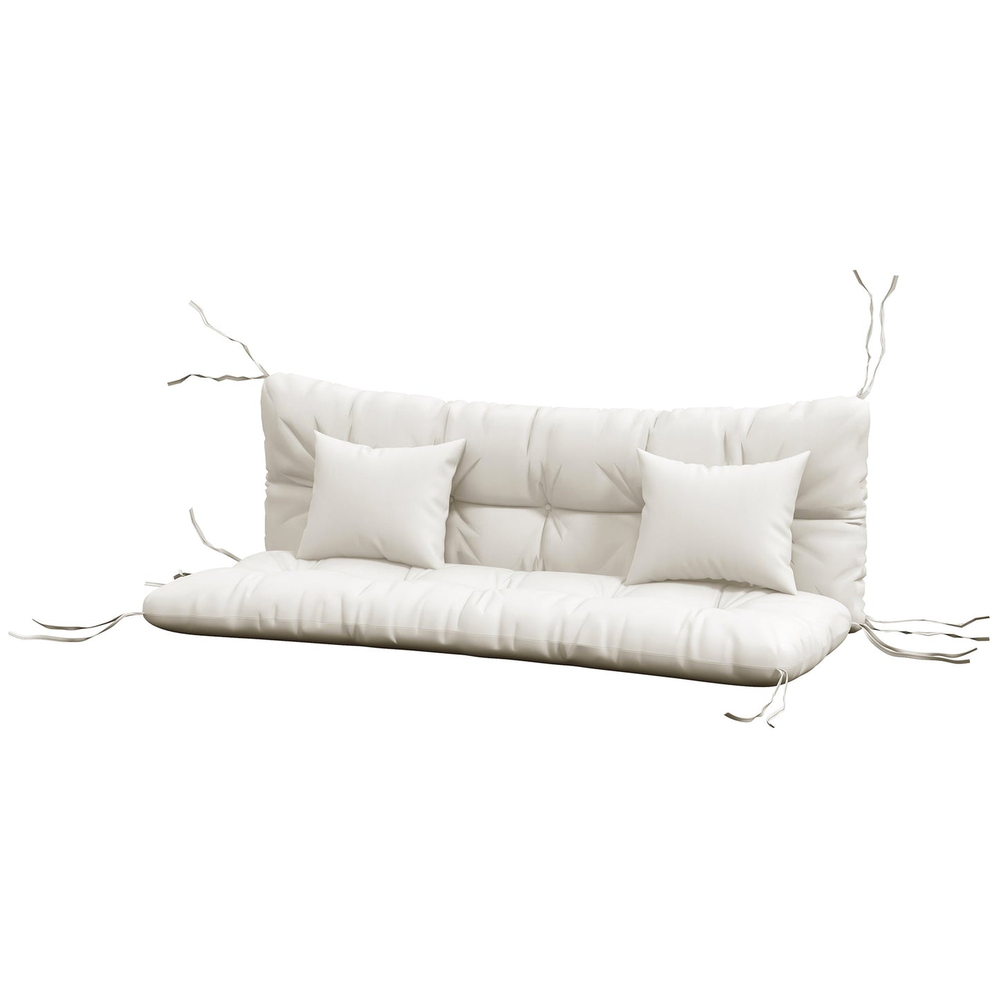 Outdoor Seat Cushions Back Cushion with 2 Pillows, Water Repellent Seat Pads for 3-Seater Chair, Swing, Sofa, CUSHIONS ONLY, NO SWING, White