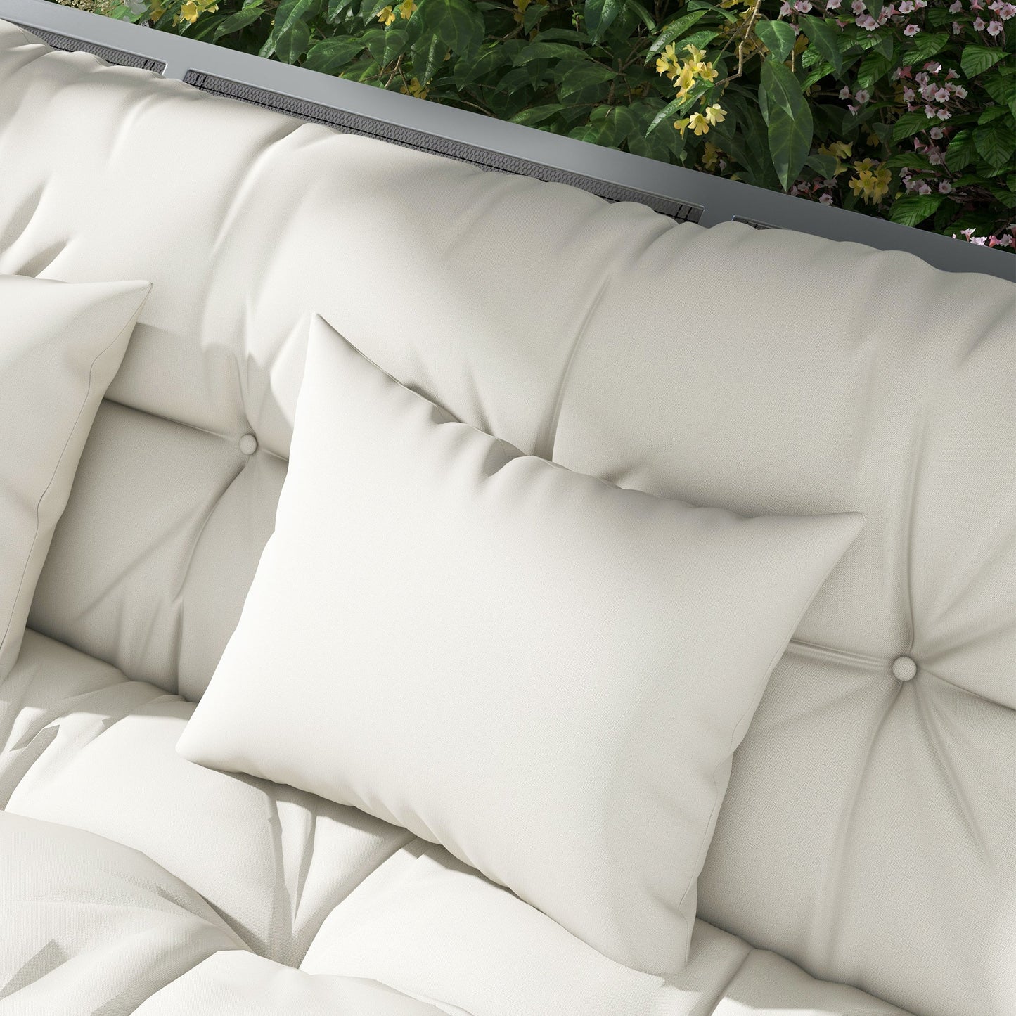 Outdoor Seat Cushions Back Cushion with 2 Pillows, Water Repellent Seat Pads for 3-Seater Chair, Swing, Sofa, CUSHIONS ONLY, NO SWING, White