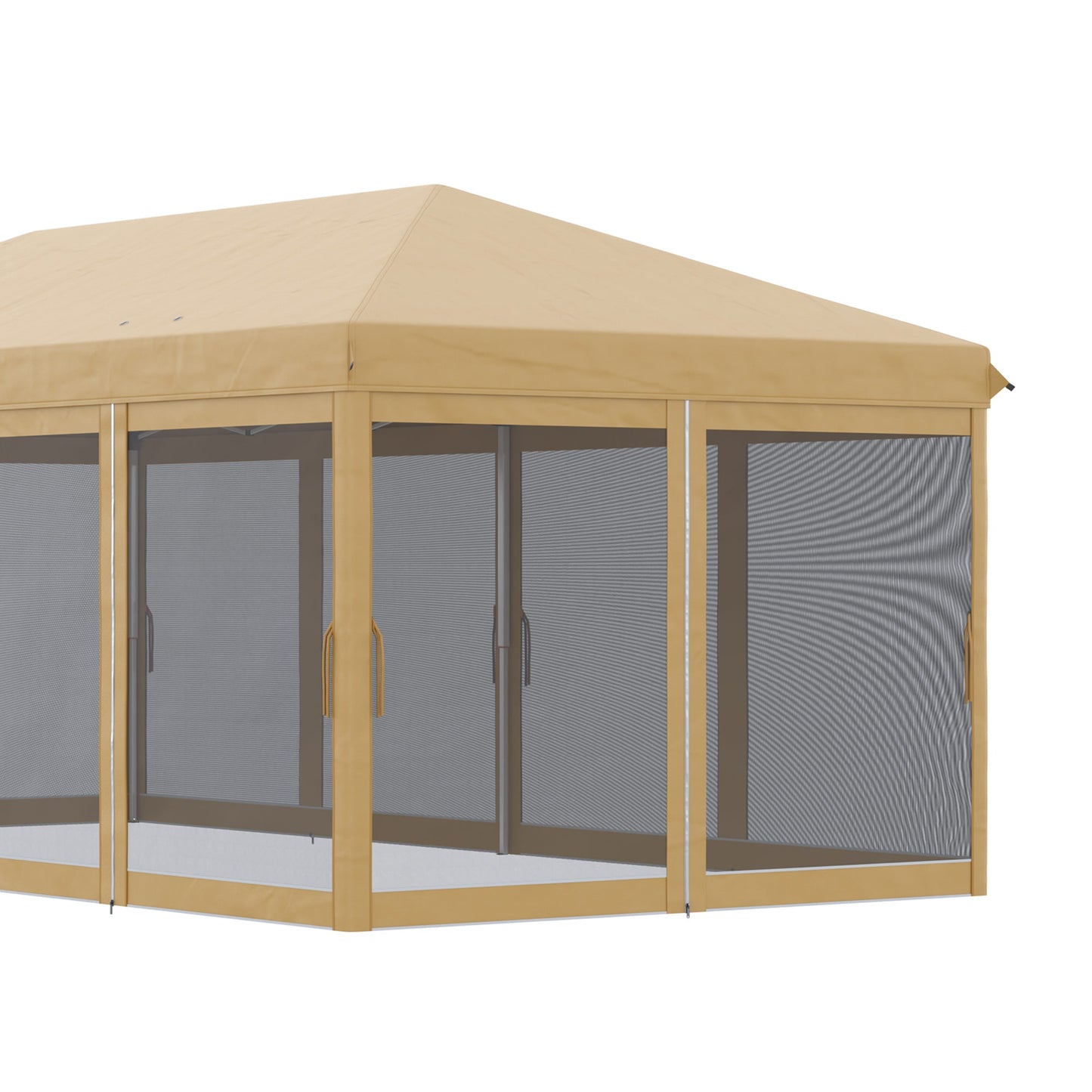 3 x 6m Pop Up Gazebo, Outdoor Canopy Shelter, Marquee Party Wedding Tent with 6 Mesh Walls and Carry Bag, Beige