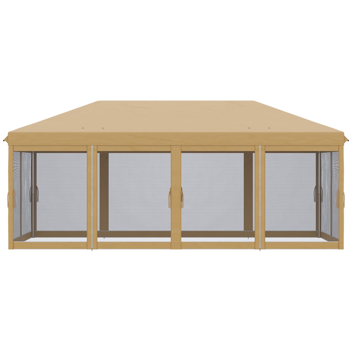 3 x 6m Pop Up Gazebo, Outdoor Canopy Shelter, Marquee Party Wedding Tent with 6 Mesh Walls and Carry Bag, Beige