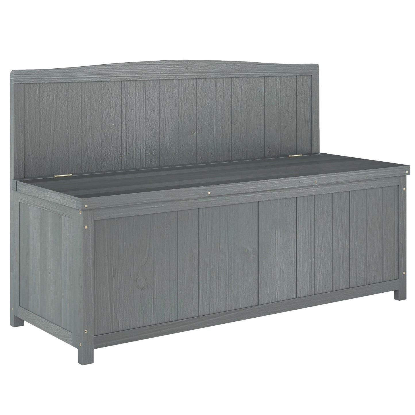 Garden Arch Wood Bench Outdoor Storage Box Garden Furniture Chair 115L x 45W x 75Hcm, Grey