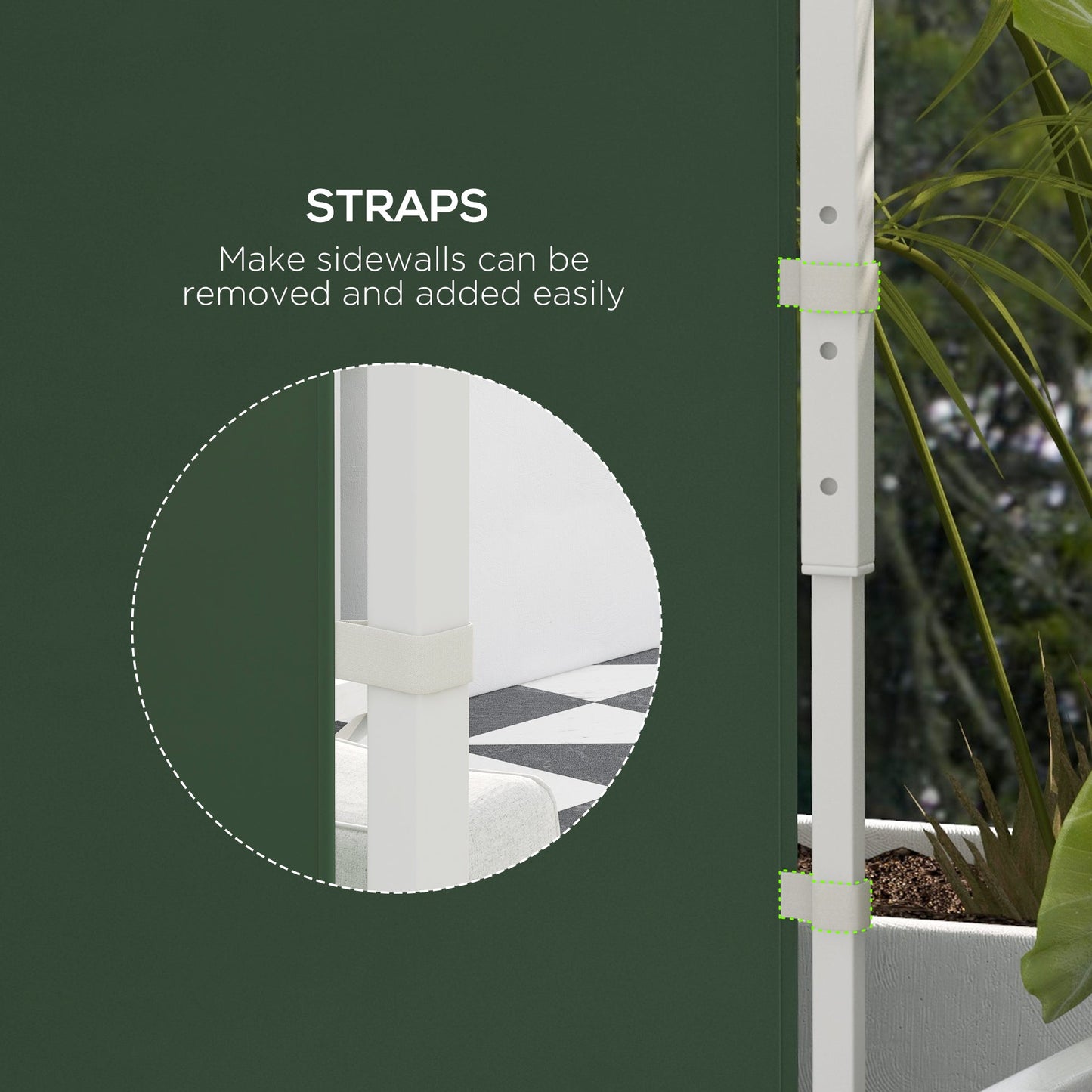 Gazebo Side Panels with Windows and Doors, for 3x3(m) or 3x6m Pop Up Gazebo, 2 Pack Sides Replacement, Green