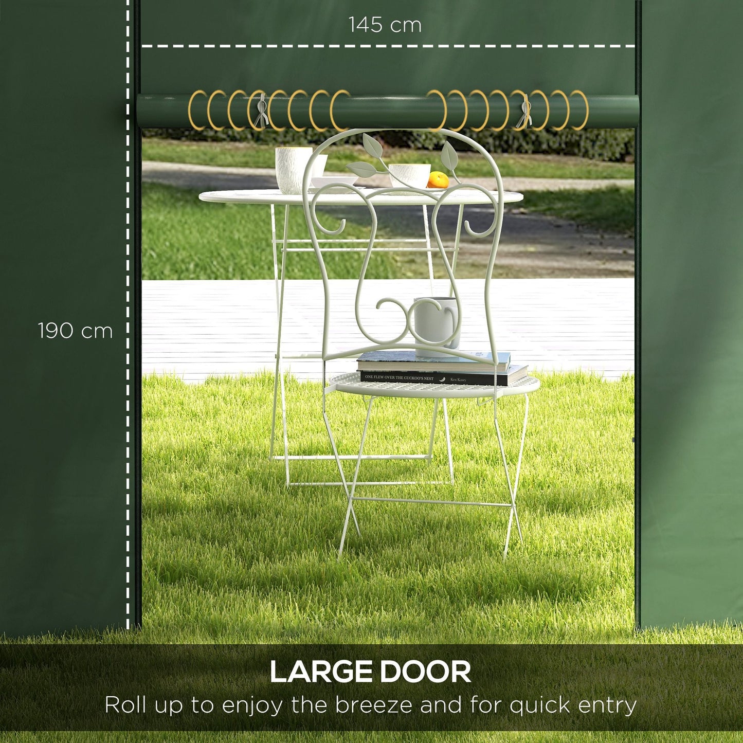 Gazebo Side Panels with Windows and Doors, for 3x3(m) or 3x6m Pop Up Gazebo, 2 Pack Sides Replacement, Green