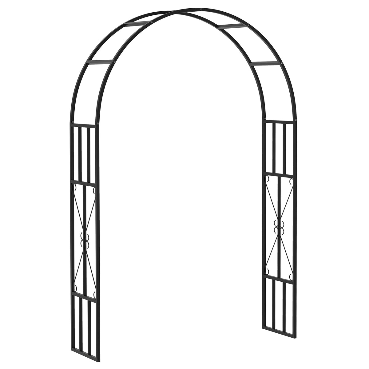 Steel Garden Arch, 2.2m High x 1.5m Wide Metal Garden Trellis for Climbing Plants Roses Wisteria Vines, Outdoor Wedding Arch for Bridal Party Ceremony Decoration, Black