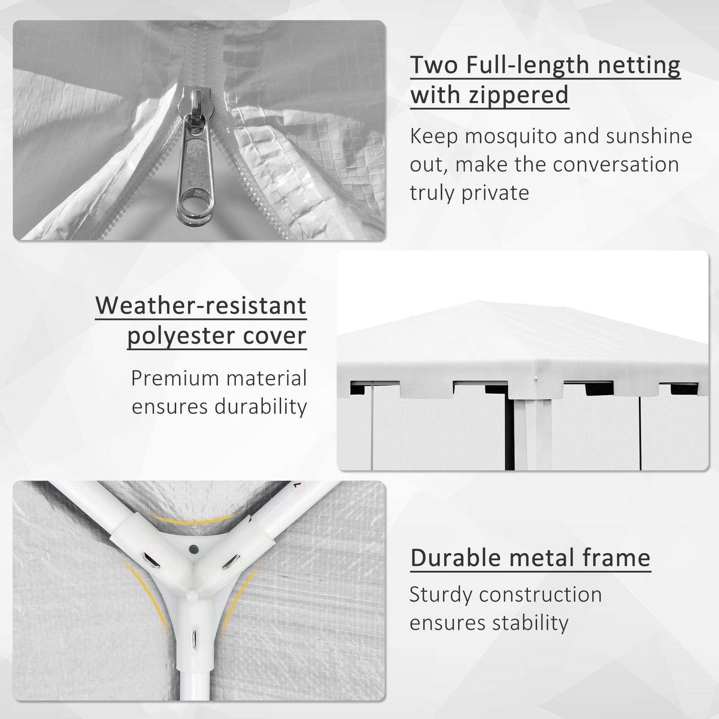 4 m x 3 m Gazebo Party Tent Outdoor Canopy Garden Sun Shade with Mesh Sidewalls, White
