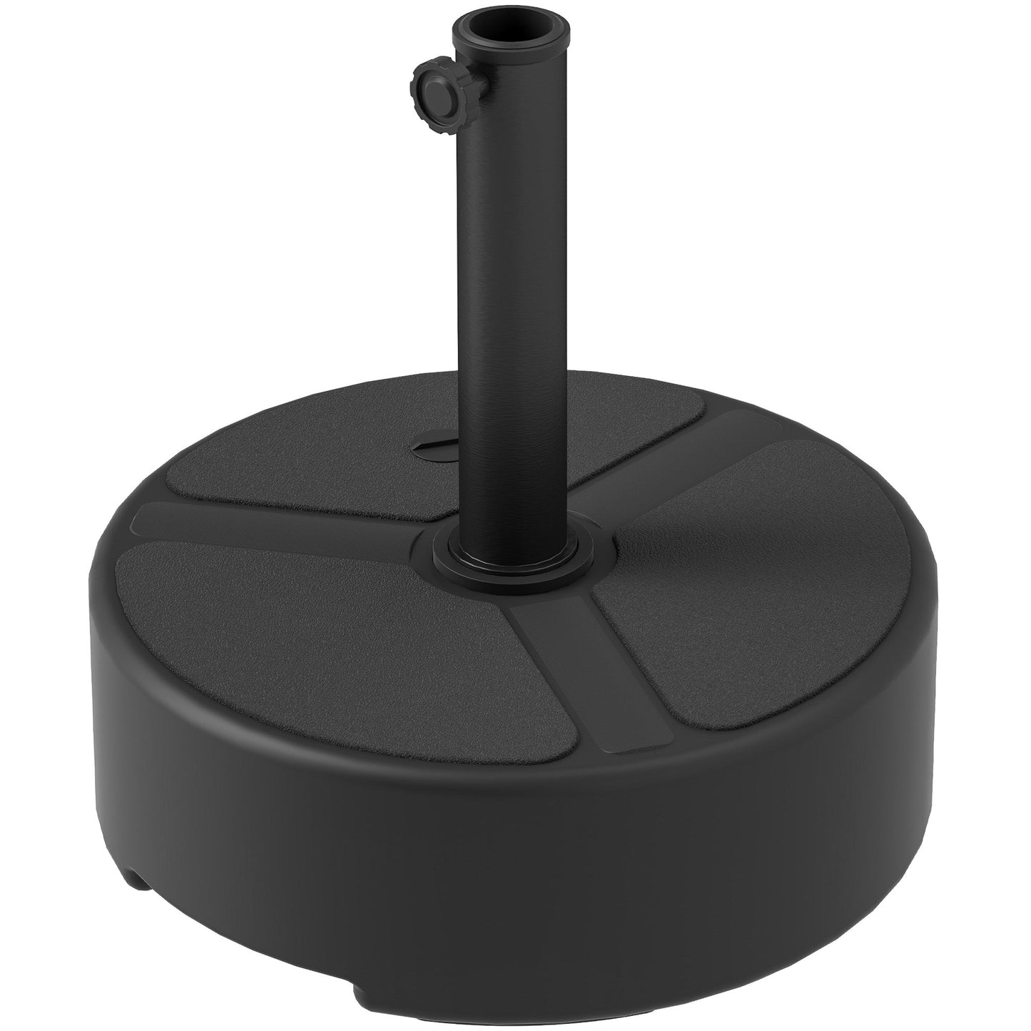 Round Garden Parasol Base, Garden Umbrella Stand Heavy Duty Parasol Base, Filled Up to 20kg with Stand or 18kg with Water for 38, 48 mm Poles, Black