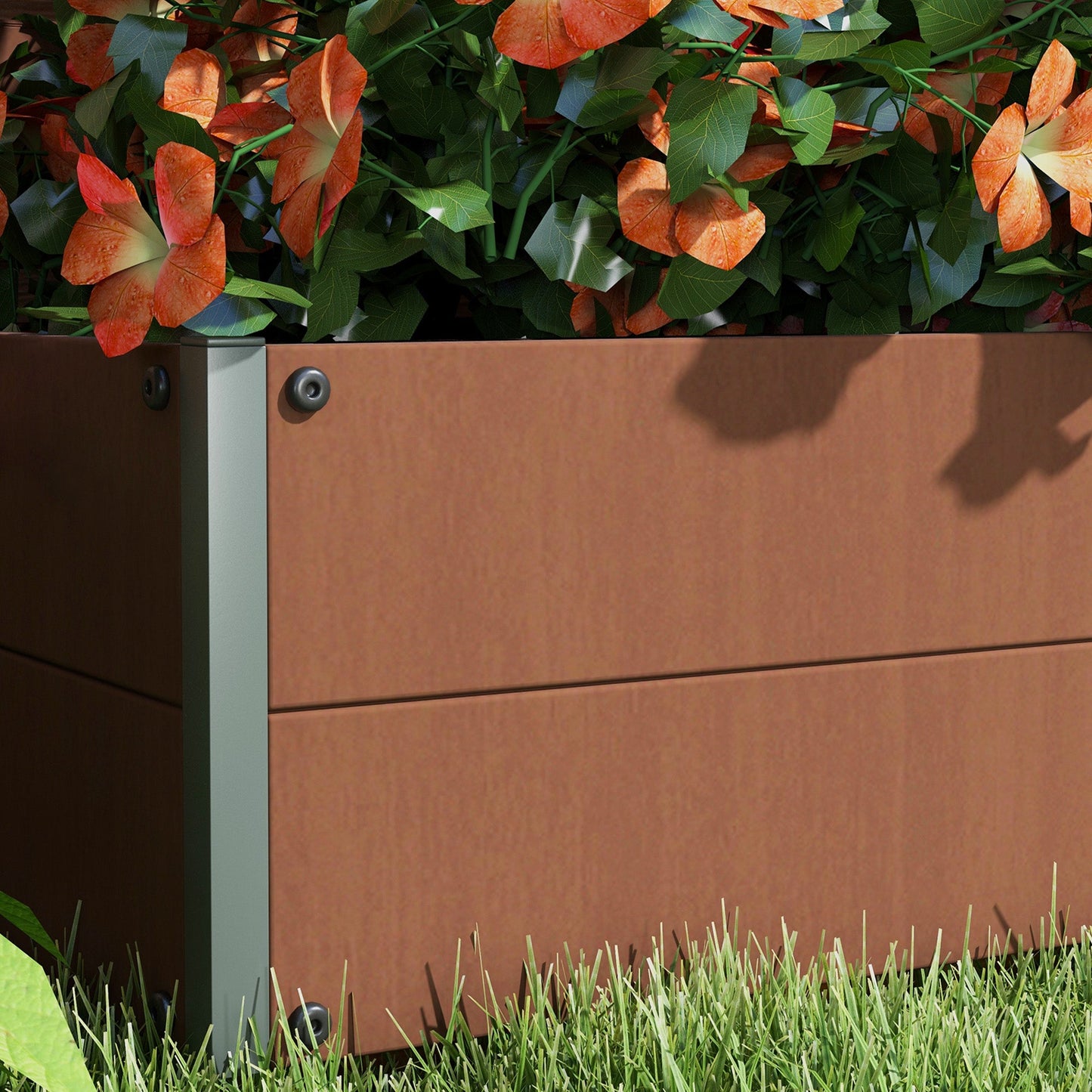 Garden Planter with Trellis for Climbing Plants, Vines, Flowers, Freestanding Raised Bed for Garden, Outdoor, Patio, Planter Box with Drainage Gap, Light Brown