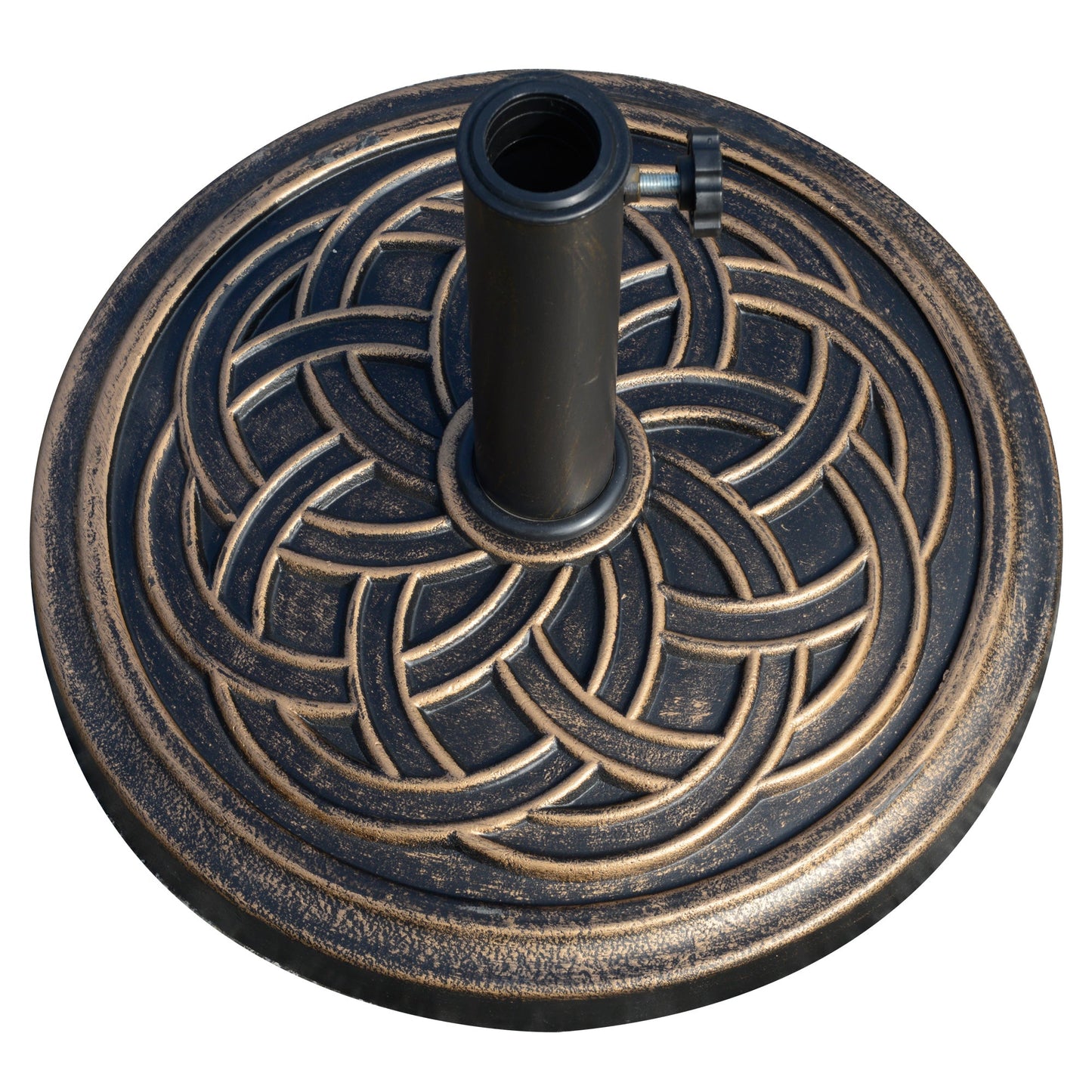 11.5kg Garden Parasol Base, Round Heavy Duty Umbrella Stand Holder, Resin Parasol Stand for 38mm or 48mm Outdoor Umbrella Poles, Bronze Tone