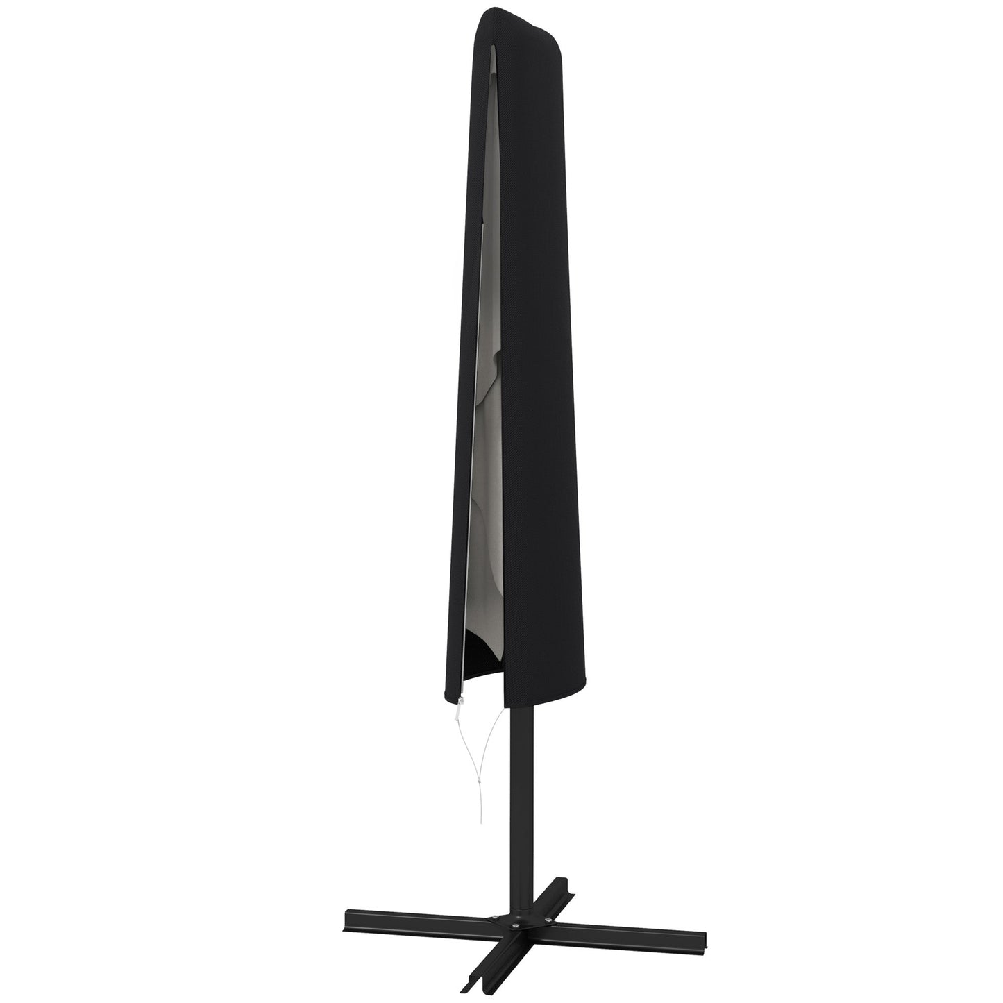 Garden Parasol Cover, Outdoor Patio Umbrella Protector Weatherproof Garden Patio with Rod, Zipper for 2-4m Parasol, Φ60 x 160cm, Black
