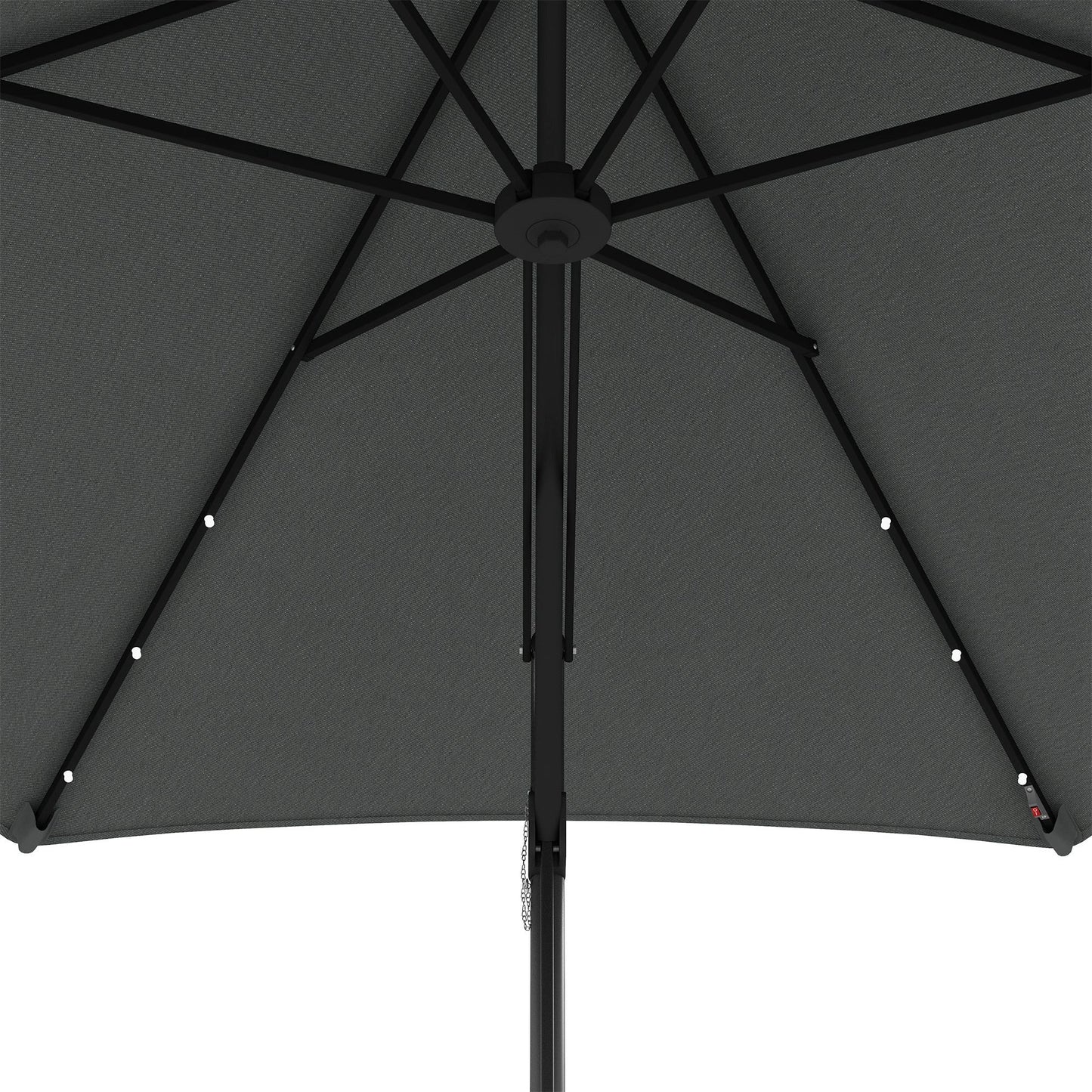 3(m) Cantilever Parasol with Solar LED and Easy Lever, Garden Parasol Umbrella with Cross Base and Waterproof Cover, Outdoor Sun Shades, Dark Grey