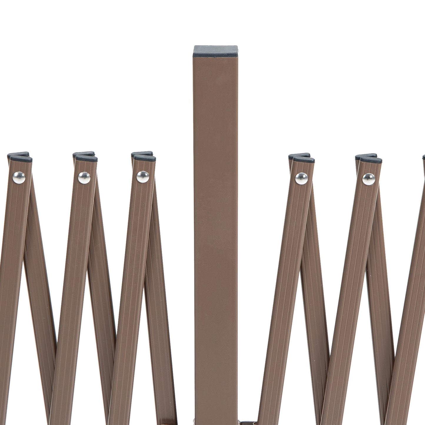 Expanding Fence Panel, Freestanding Aluminium Alloy Trellis Fence with Movable Scissor Grid and Wheel, 52-405cm Foldable Decorative Garden Fence for Patio Pet Safety, Dark Brown