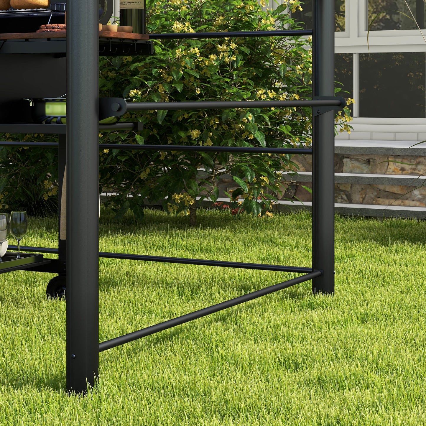2.4 x 1.5m Grill Gazebo Outdoor BBQ Gazebo Canopy with Side Shelves Hanging Poles Great Ventilation PC Board