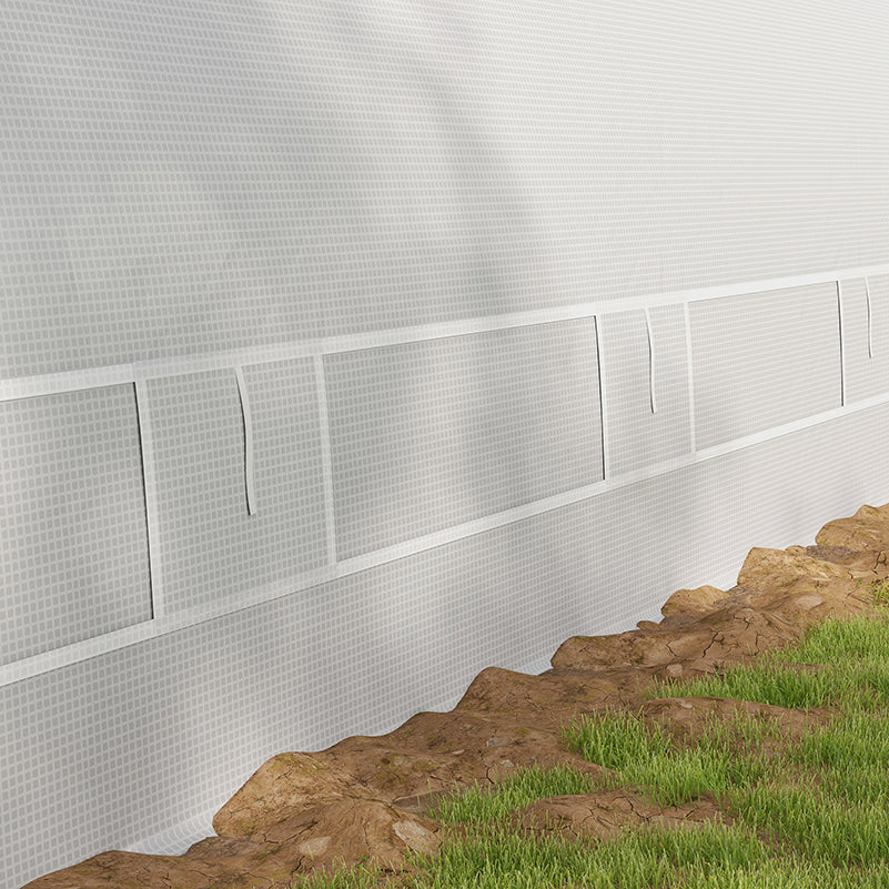 6 x 3(m) Walk-in Polytunnel Greenhouse with Upgraded Structure, Zipped Roll Up Mesh Door, 8 Mesh Windows, Tunnel Warm House Tent with PE Cover, 15 Plant Labels and Gloves, White