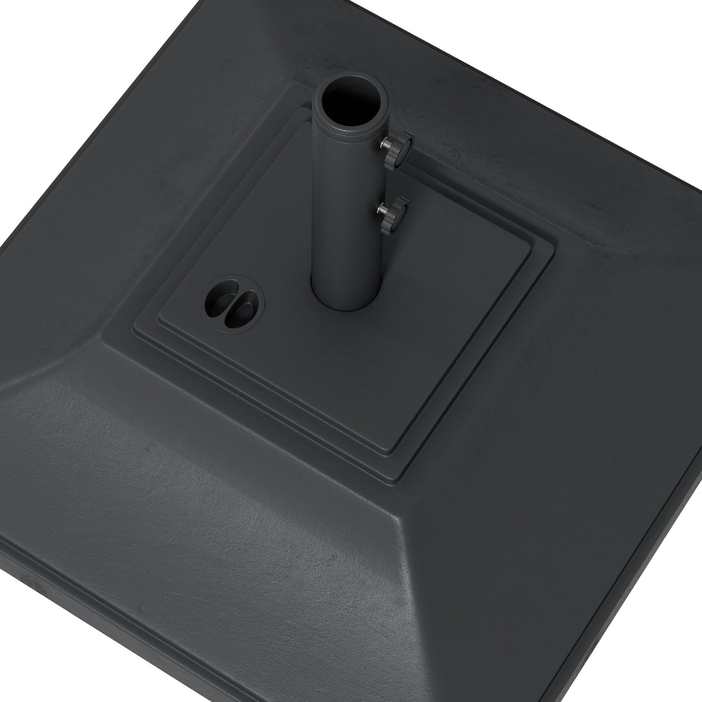 Square Parasol Base with Wheels, 45kg Water or 60kg Sand Filled, Heavy Duty HDPE Umbrella Stand with Double Adjustable Knob, Fillable Parasol Stand for 38mm and 48mm Poles, Black