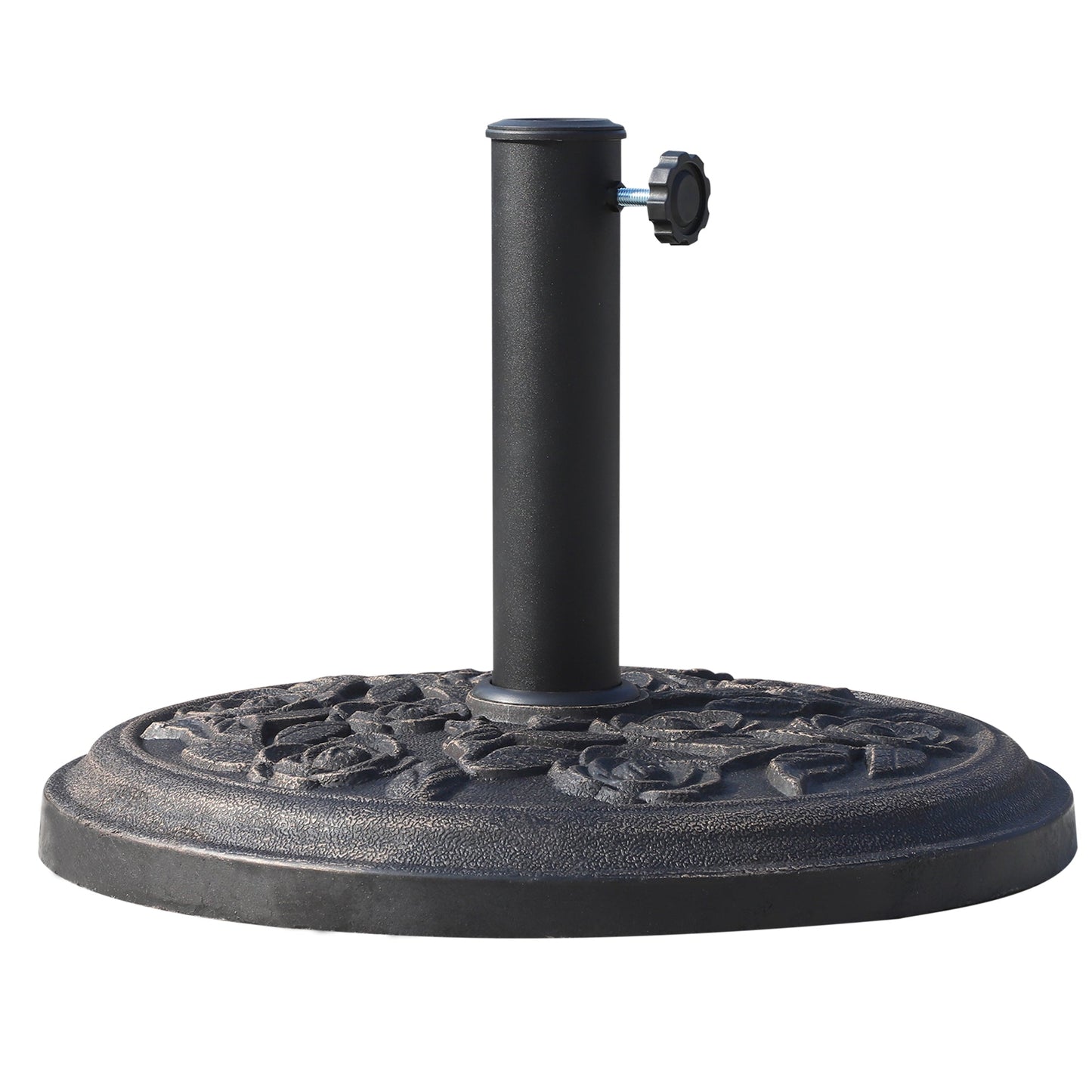 9kg Garden Parasol Base, Round Resin Sun Umbrella Base, Outdoor Umbrella Stand for 38mm or 48mm Outdoor Umbrella Poles, Bronze Tone