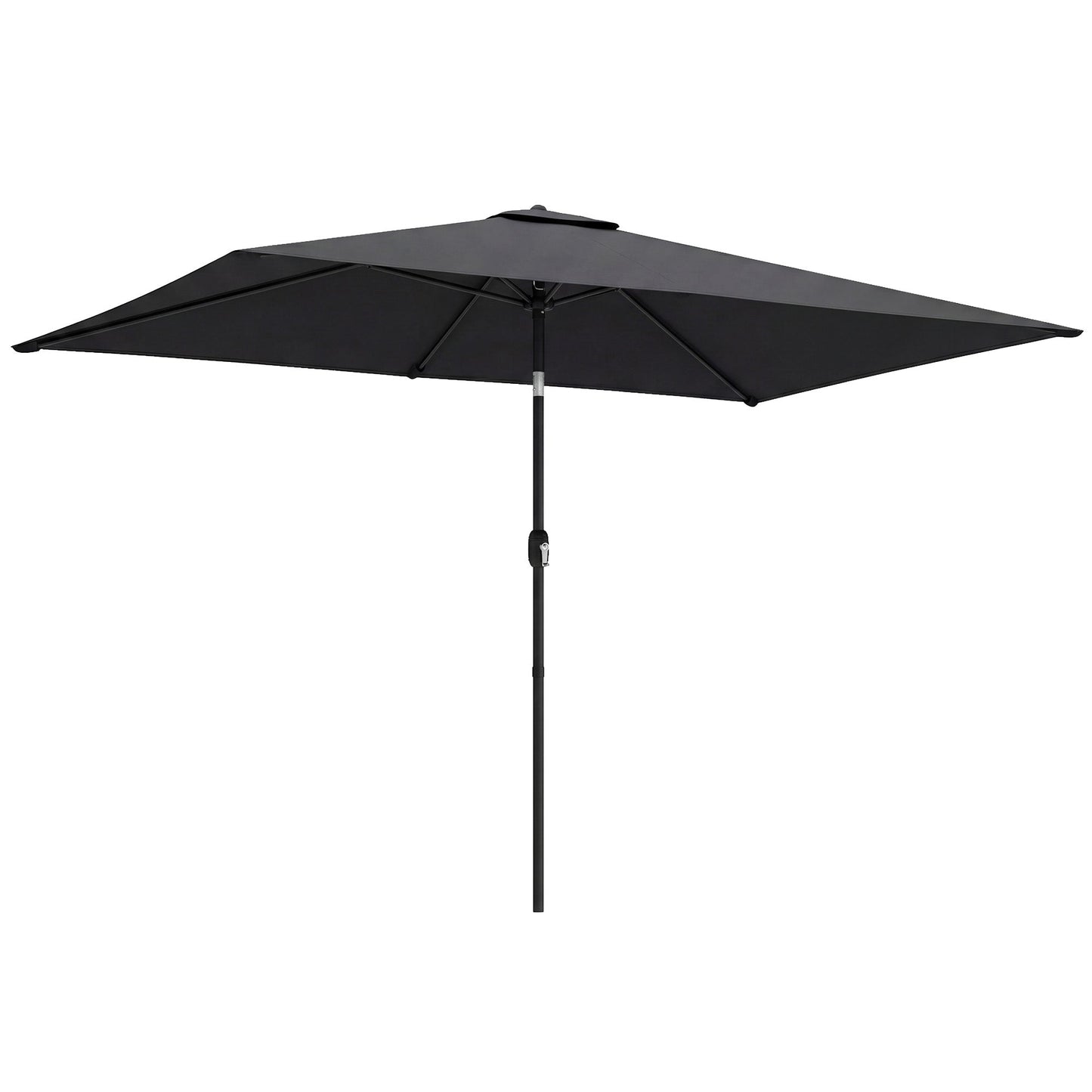 3x2m Garden Parasol, Parasol Umbrella with Crank Handle, Tilt Function, Polyester Canopy, Outdoor Table Umbrella for Patio, Garden, Black