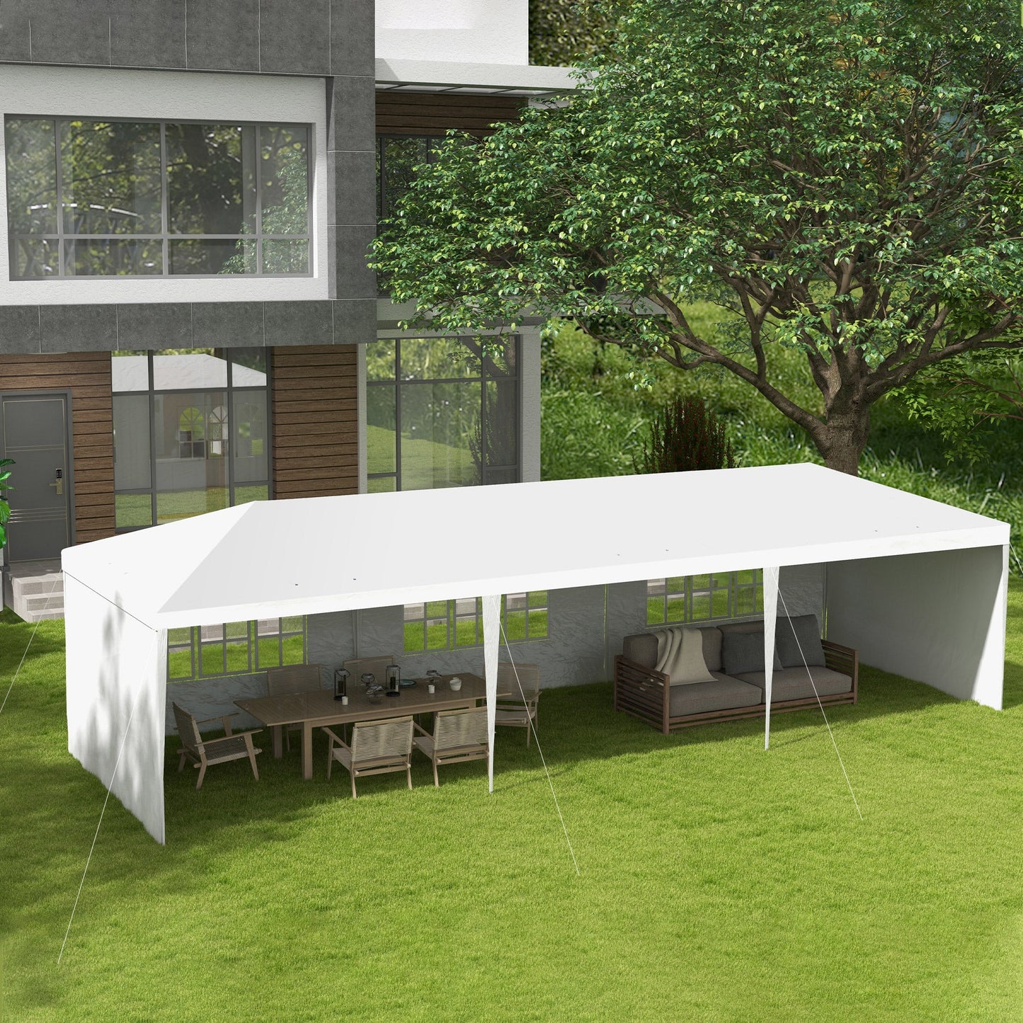 Garden Gazebo Marquee Party Wedding Tent Canopy (9m x 3m) - White