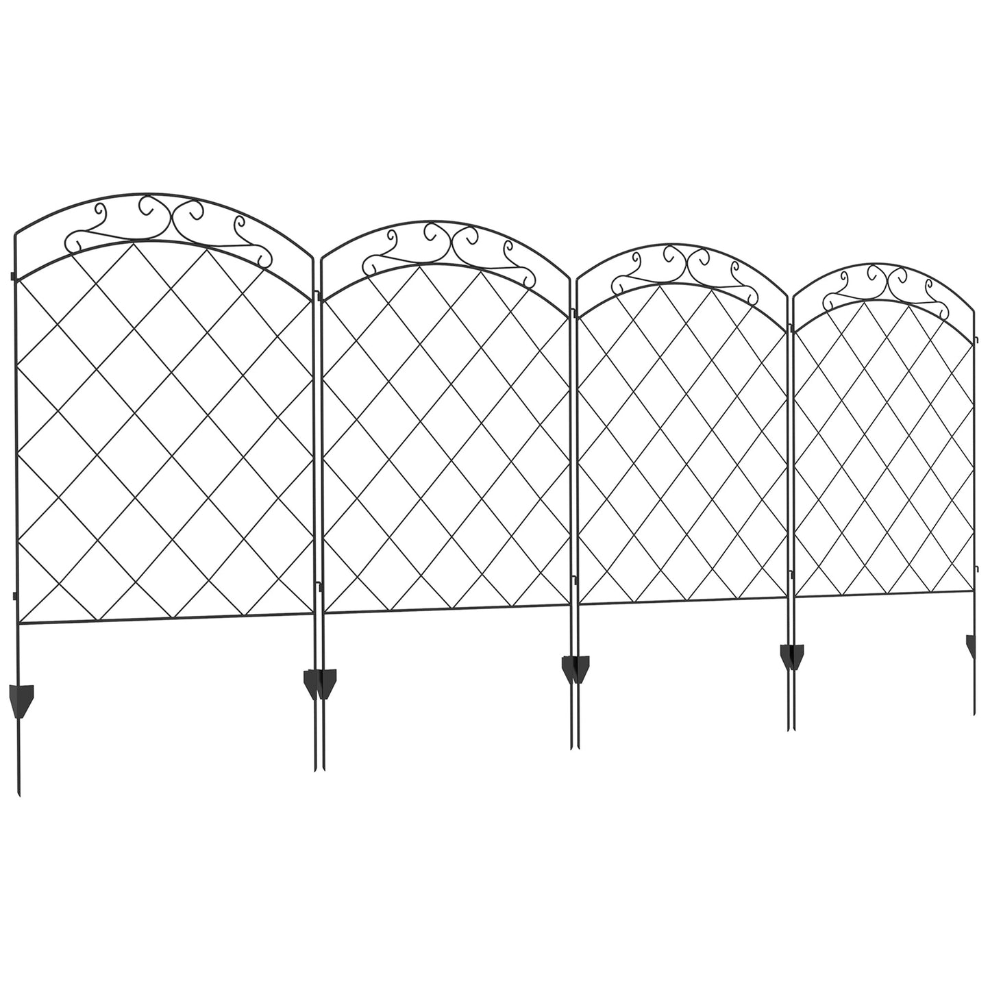 Decorative Garden Fencing, 43in x 11.4ft Outdoor Picket Fence Panels, 4PCs Rustproof Steel Wire Landscape Flower Bed Border Edging Animal Barrier, Swirls