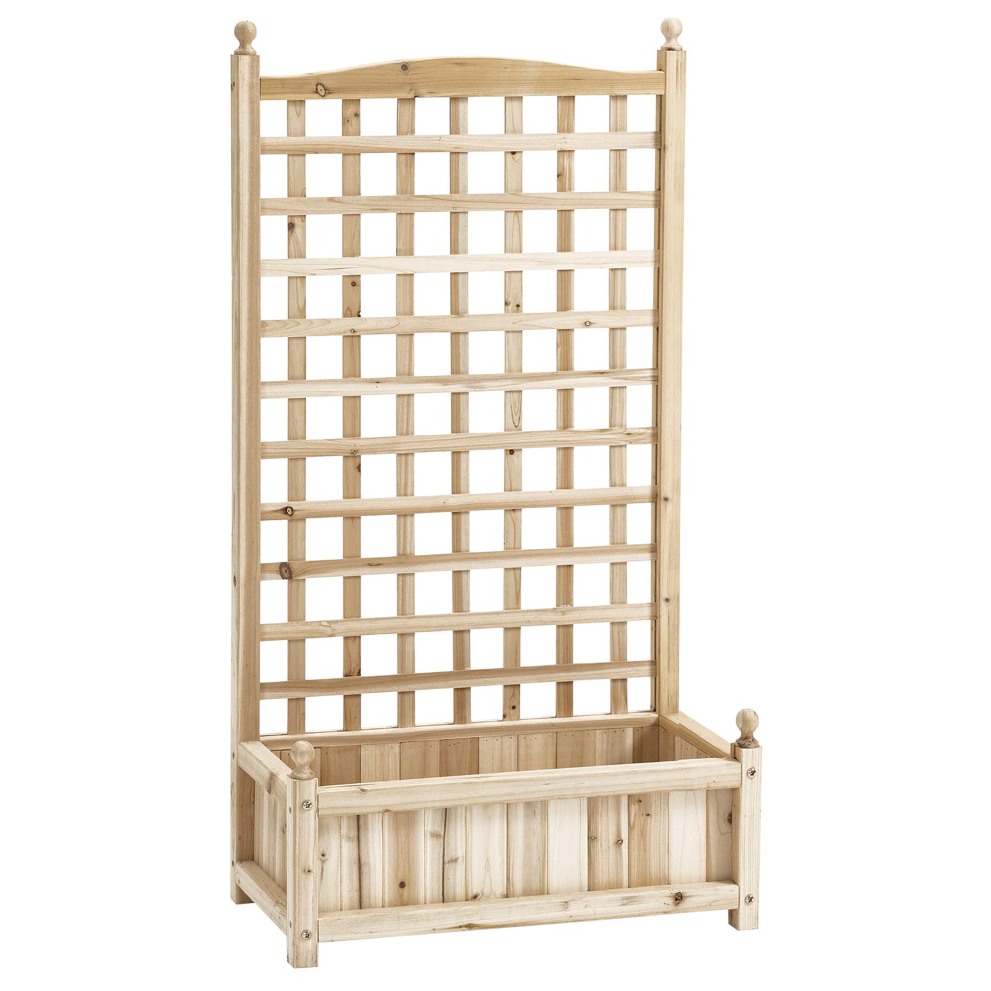 Garden Planters with Trellis for Climbing Vines, Wooden Raised Beds for Garden, Free Standing Flower Pot, Indoor Outdoor Display Rack, 64 x 28 x 120 cm, Natural