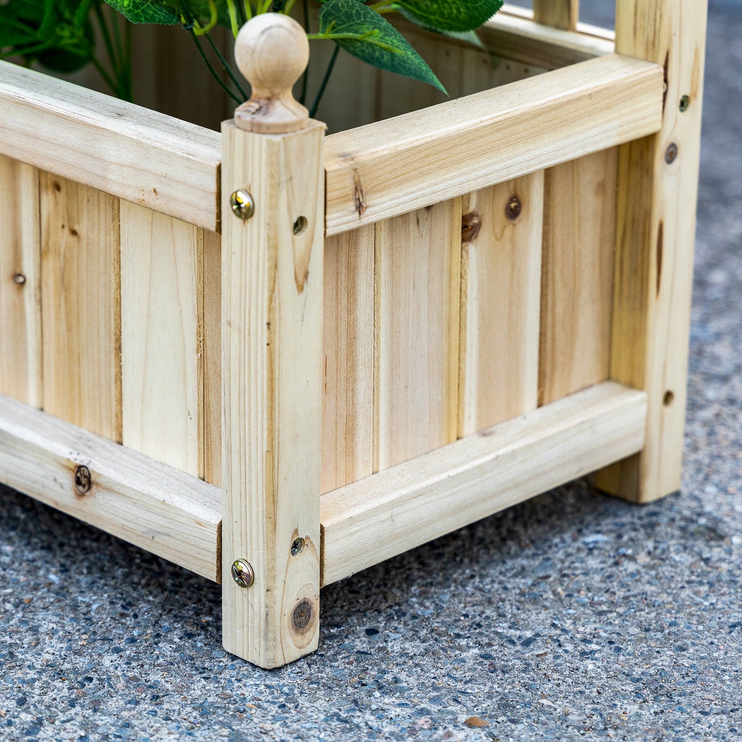 Garden Planters with Trellis for Climbing Vines, Wooden Raised Beds for Garden, Free Standing Flower Pot, Indoor Outdoor Display Rack, 64 x 28 x 120 cm, Natural