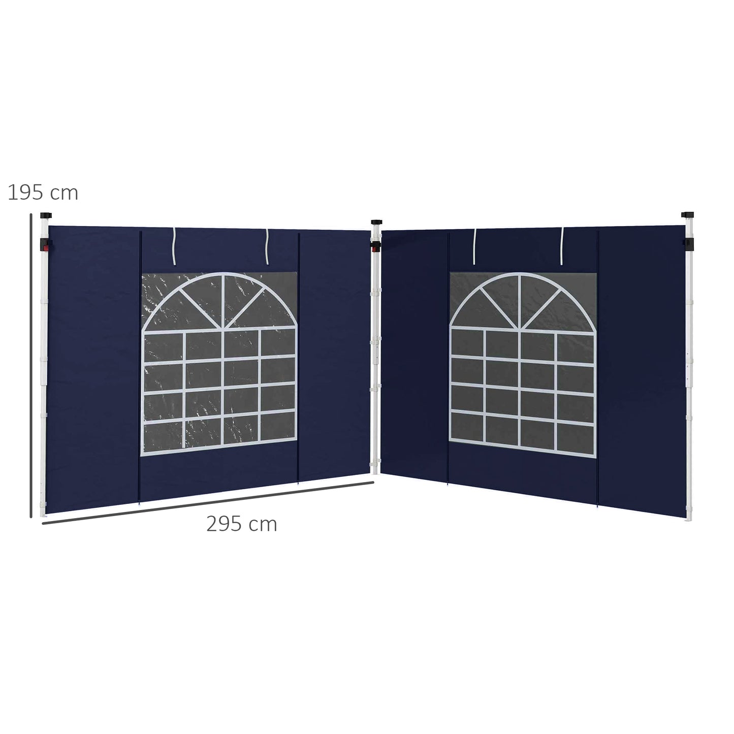 Gazebo Side Panels with Windows and Doors, for 3x3(m) or 3x6m Pop Up Gazebo, 2 Pack Sides Replacement, Blue