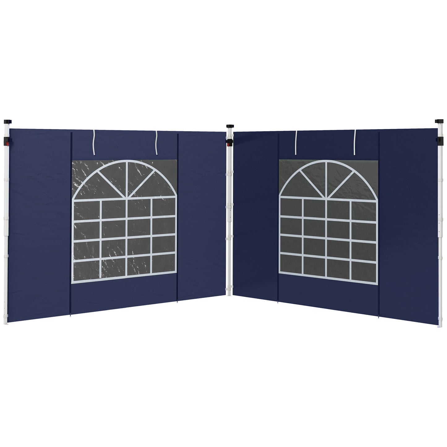 Gazebo Side Panels with Windows and Doors, for 3x3(m) or 3x6m Pop Up Gazebo, 2 Pack Sides Replacement, Blue