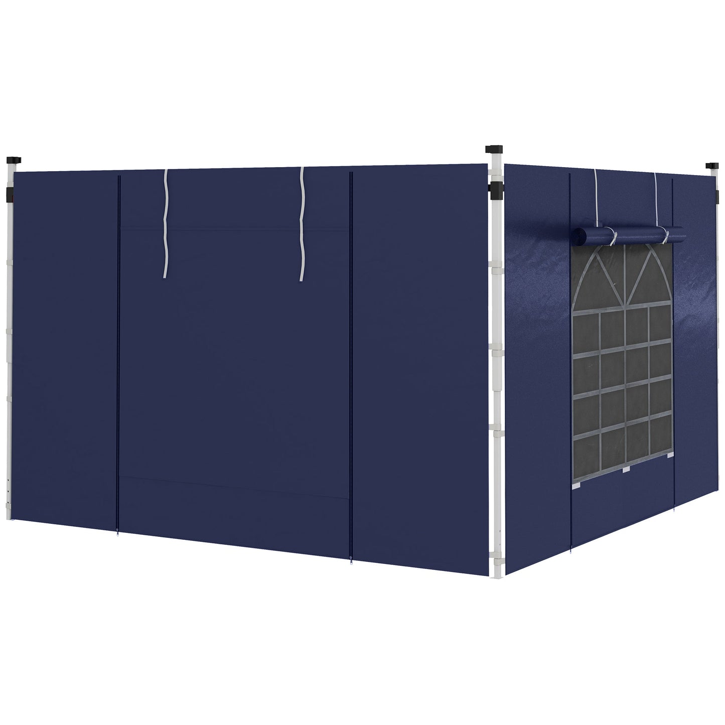 Gazebo Side Panels with Windows and Doors, for 3x3(m) or 3x6m Pop Up Gazebo, 2 Pack Sides Replacement, Blue