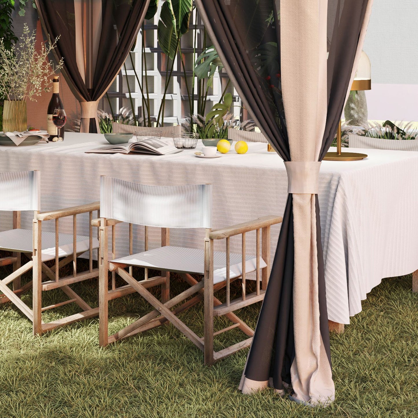 3.6 x 3.6m Pop Up Gazebo with Mesh Sides, UPF50+ Height Adjustable Party Tent Instant Event Shelter with Wheeled Carry Bag and Sand Bags for Garden, Patio, Beige
