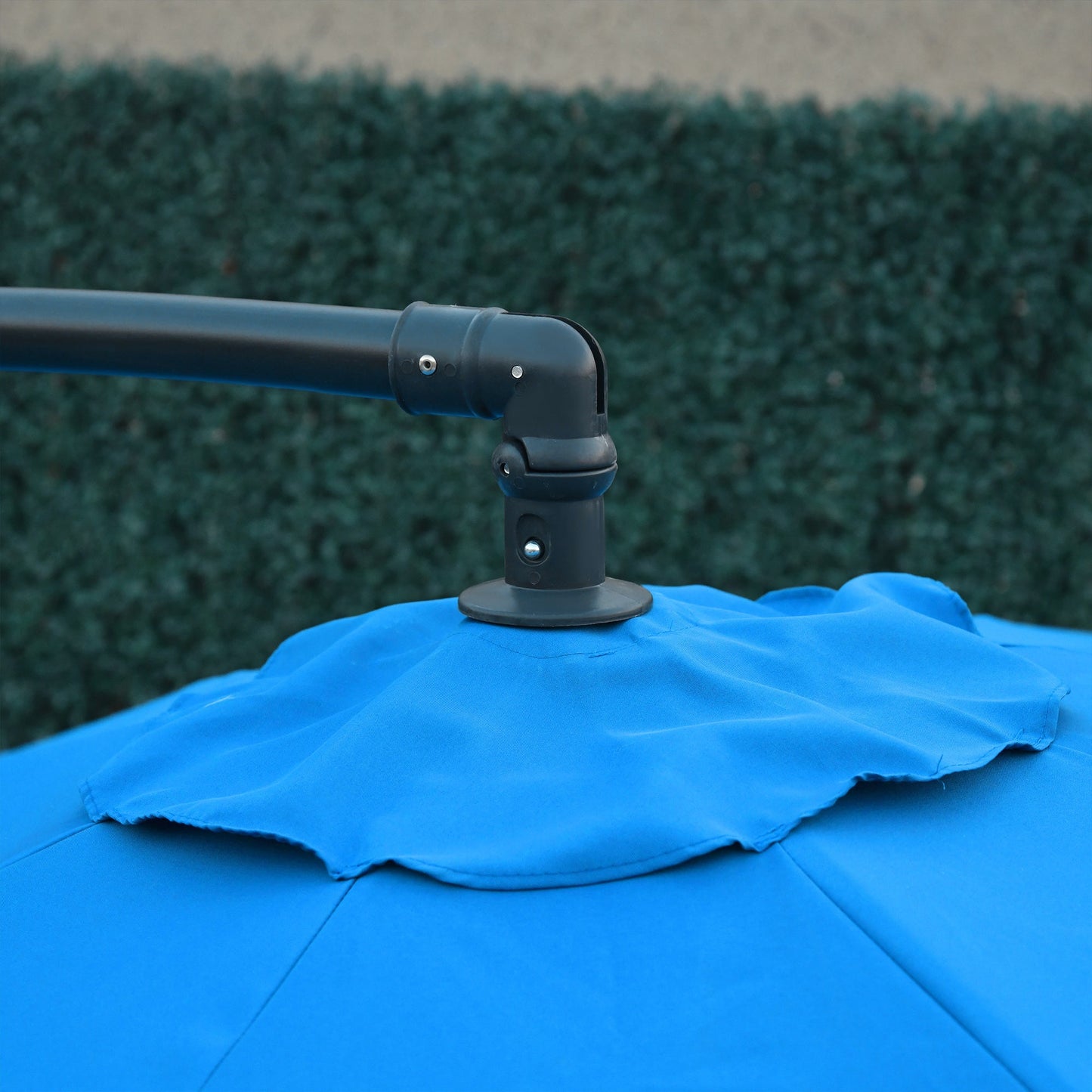 3(m) Garden Banana Parasol Cantilever Umbrella with Crank Handle, 8 Ribs and Cross Base for Outdoor, Hanging Sun Shade, Blue
